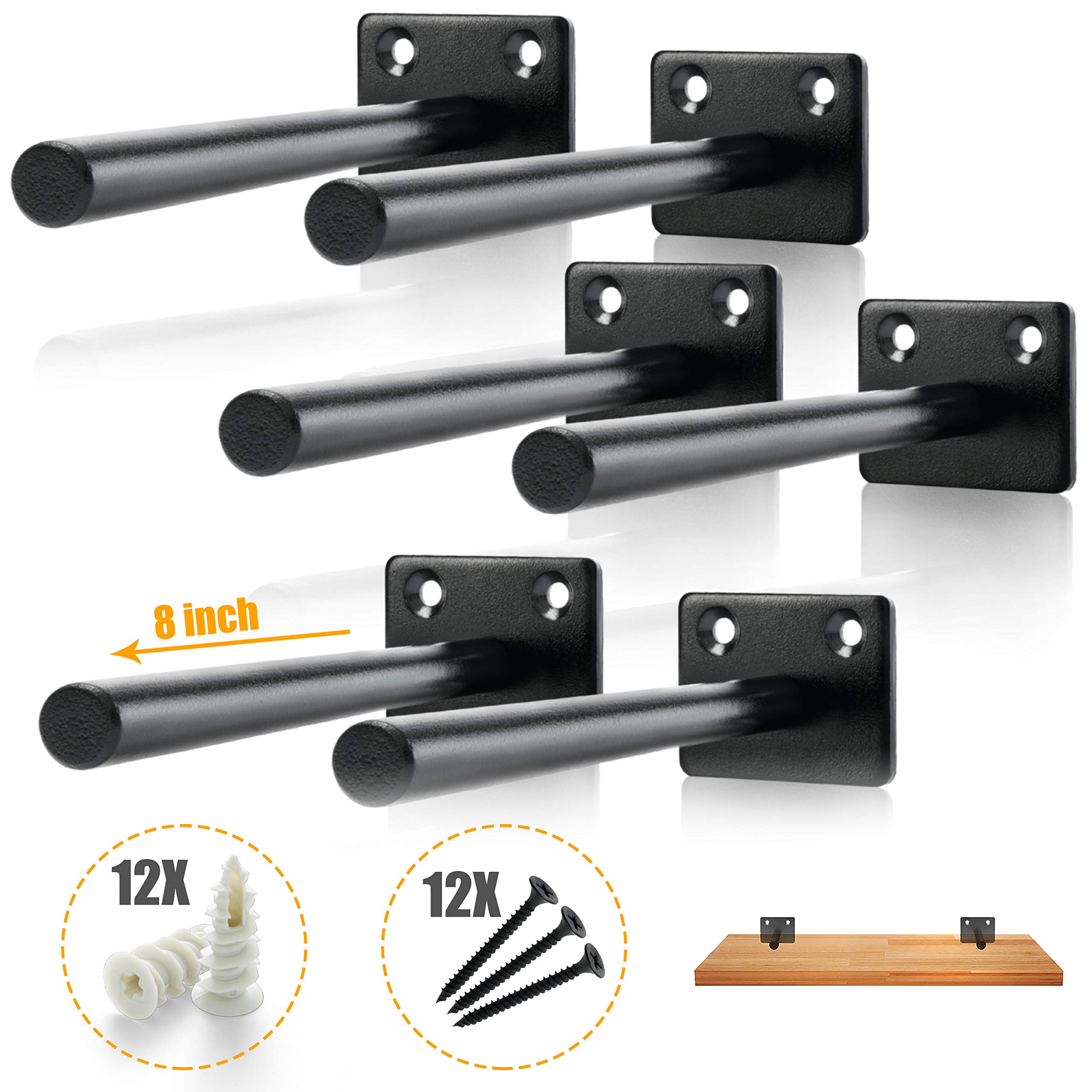 Buy BATODA 8 Inch Floating Shelf Bracket (6 pcs) Solid Steel Blind