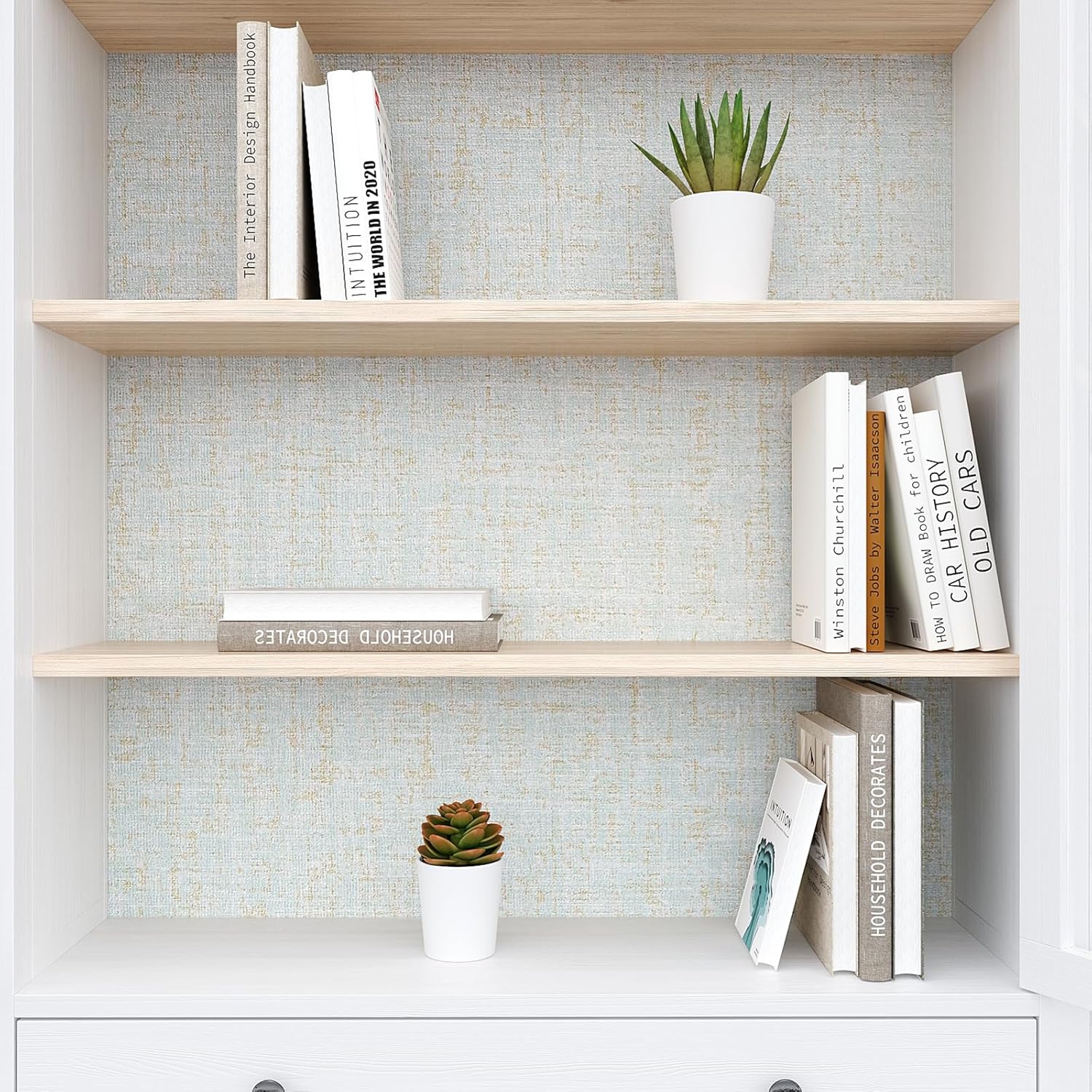 VEELIKE Pale Green Gold Grasscloth Wallpaper Textured Faux Grasscloth Peel and Stick Wallpaper for Bedroom Bathroom 15.7''x354'' Removable Linen Fabric Contact Paper for Walls Cabinets Shelves Drawers