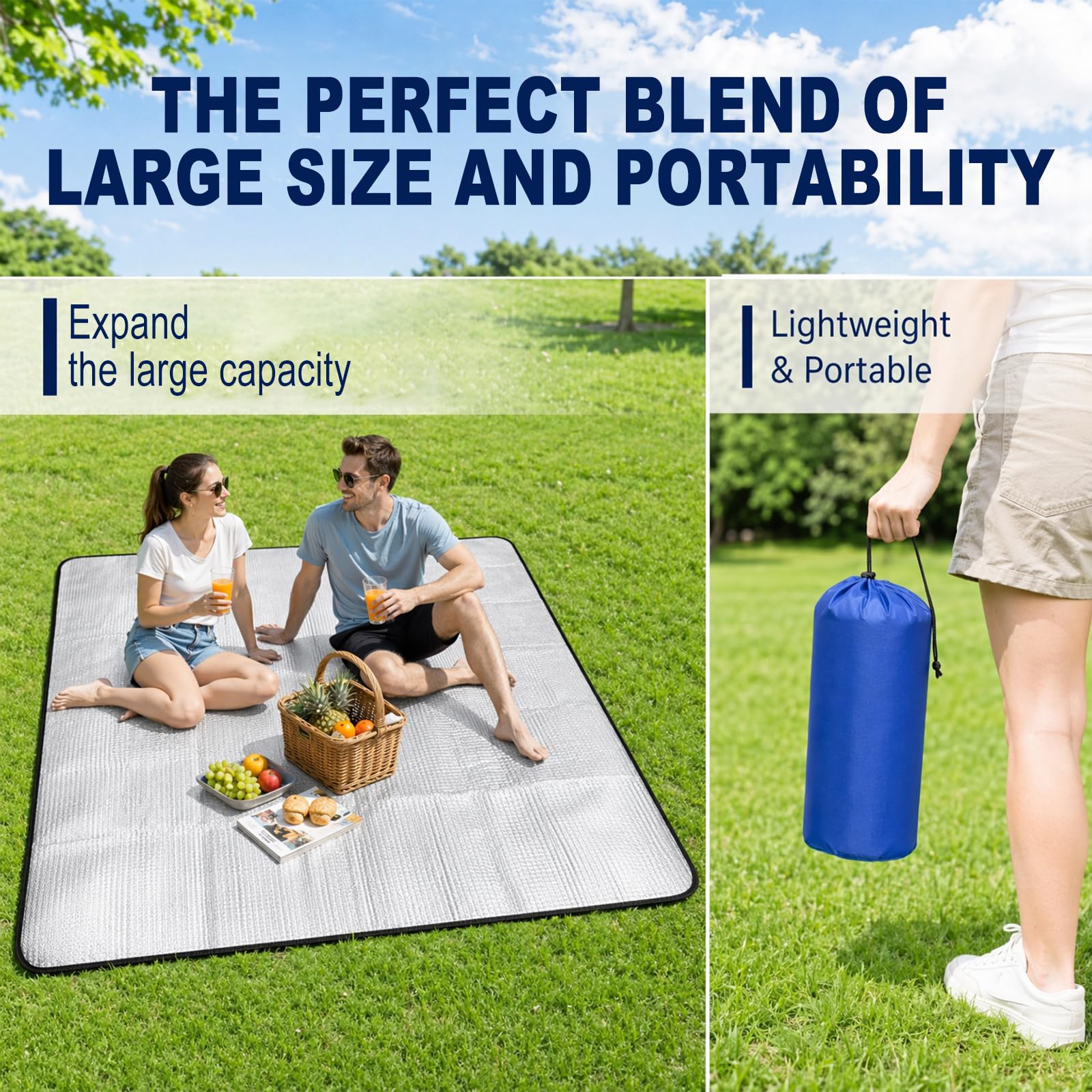 Alu Isomatte Schaummatten Schlafmatte für Camping Isoliermatte Isolierdecke Faltbare Zeltmatte Bodenmatte Thermomatte Matte aus Aluminiumfolie, 200 X 200 cm
