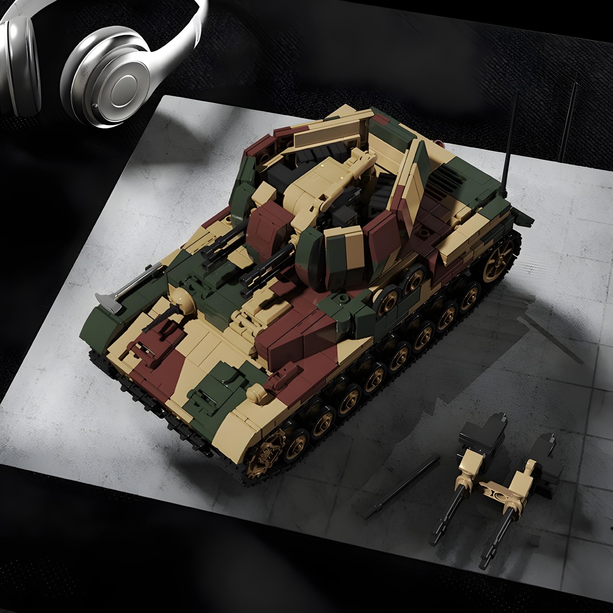 Technik WW2 - Set di mattoncini da costruzione, carro armato IV con 4 minifigure, 1:28 WW2, modello di carro armato, regalo per appassionati militari (1474 + pezzi)