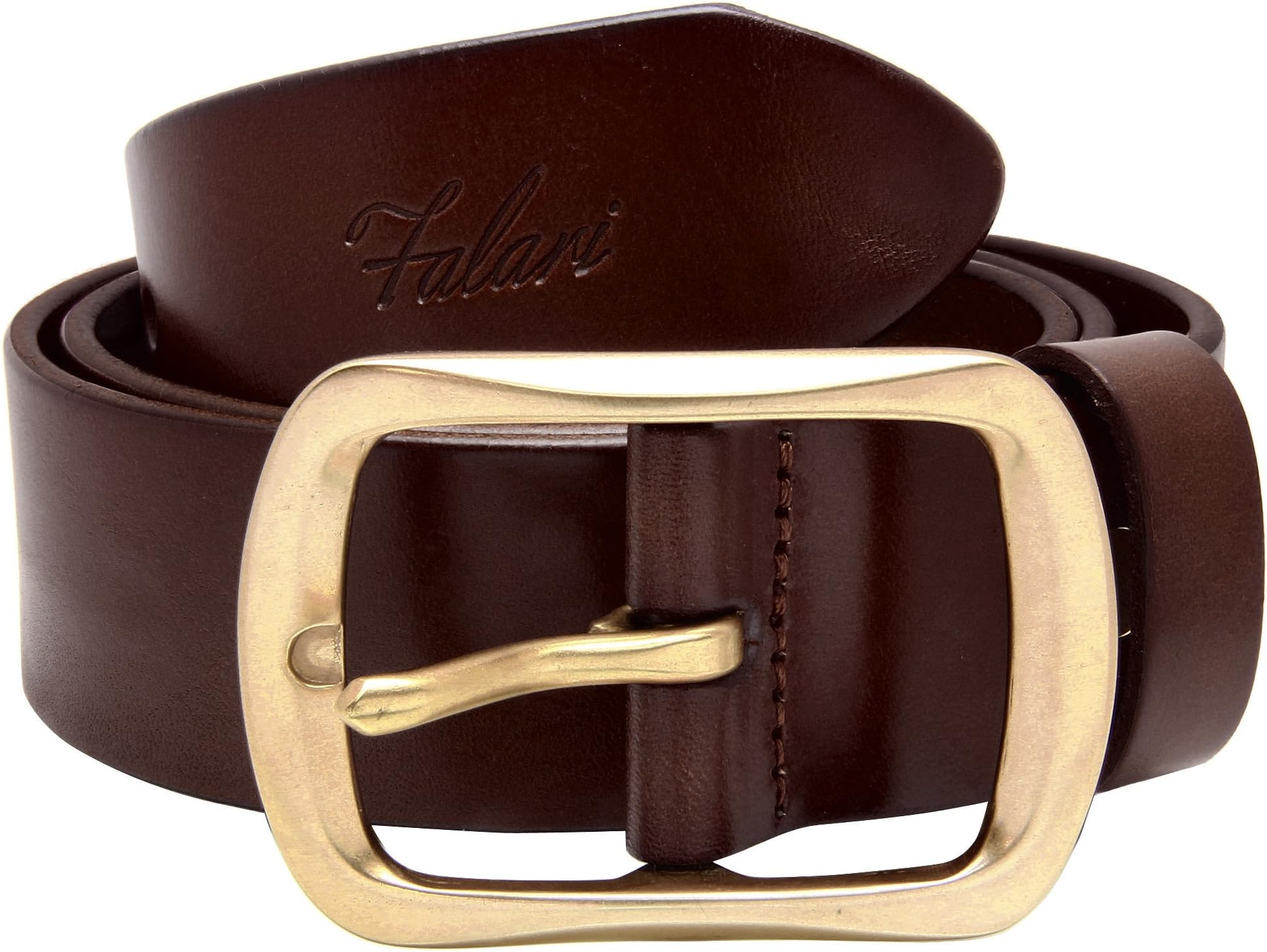 Falari Men's Full Grain Leather Belt Stainless Steel Buckle 9002