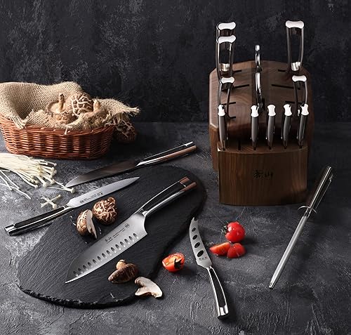 Miniatura 5 de Cangshan N1 Series 1024784 - Juego de cuchillos forjados de acero alemán, 17 piezas, nogal