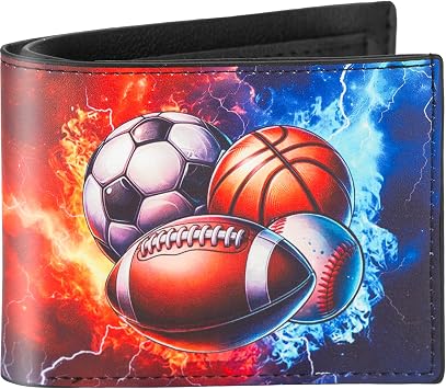 Teen Boys Wallet, Balls Kids Wallet for Boys Christmas Birthday Gift