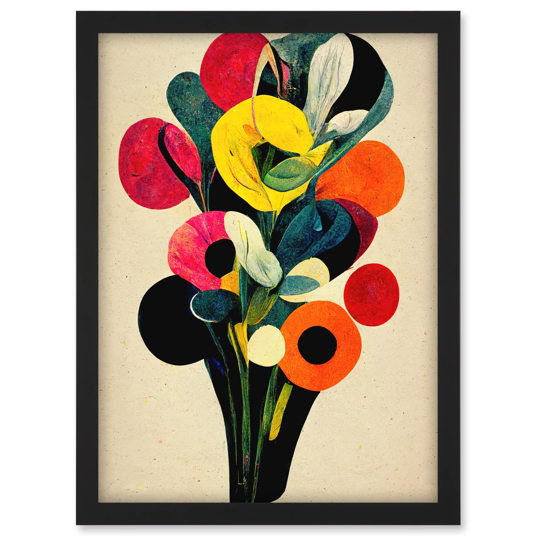 Doppelganger33 LTD Kandinsky Inspired Abstract Multicolour Flower Bouquet Artwork Framed A3 Wall Art Print