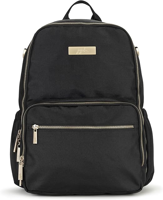 JuJuBe Zealous Diaper Bag Backpack and Fashionable Lightweight Travel Bag with 9 Pockets for Organization, Baby Bottles, Diapers, Pacifier, Snacks, Padded Adjustable Back Straps, Black Chromatics
