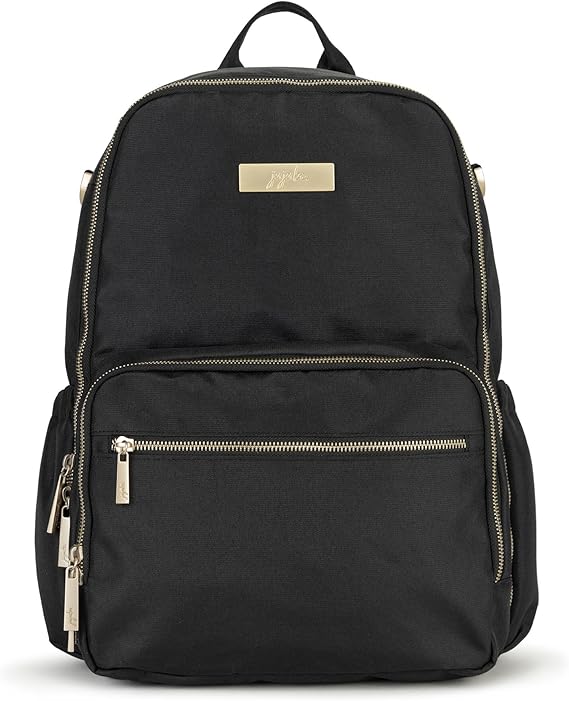JuJuBe Zealous Diaper Bag Backpack and Fashionable Lightweight Travel Bag with 9 Pockets for Organization, Baby Bottles, Diapers, Pacifier, Snacks, Padded Adjustable Back Straps, Black Chromatics