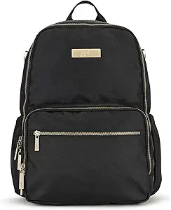 JuJuBe Zealous Diaper Bag Backpack and Fashionable Lightweight Travel Bag with 9 Pockets for Organization, Baby Bottles, Diapers, Pacifier, Snacks, Padded Adjustable Back Straps, Black Chromatics