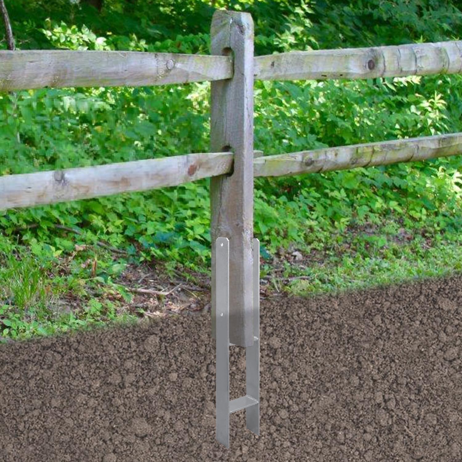 H-Pfostenanker 12 Stück H-anker Pfostenträger Bodenanker für Pfosten H-Pfostenschuh für Zaun und Gewächshaus Pfosten Vierkantholzpfosten(81x600mm)