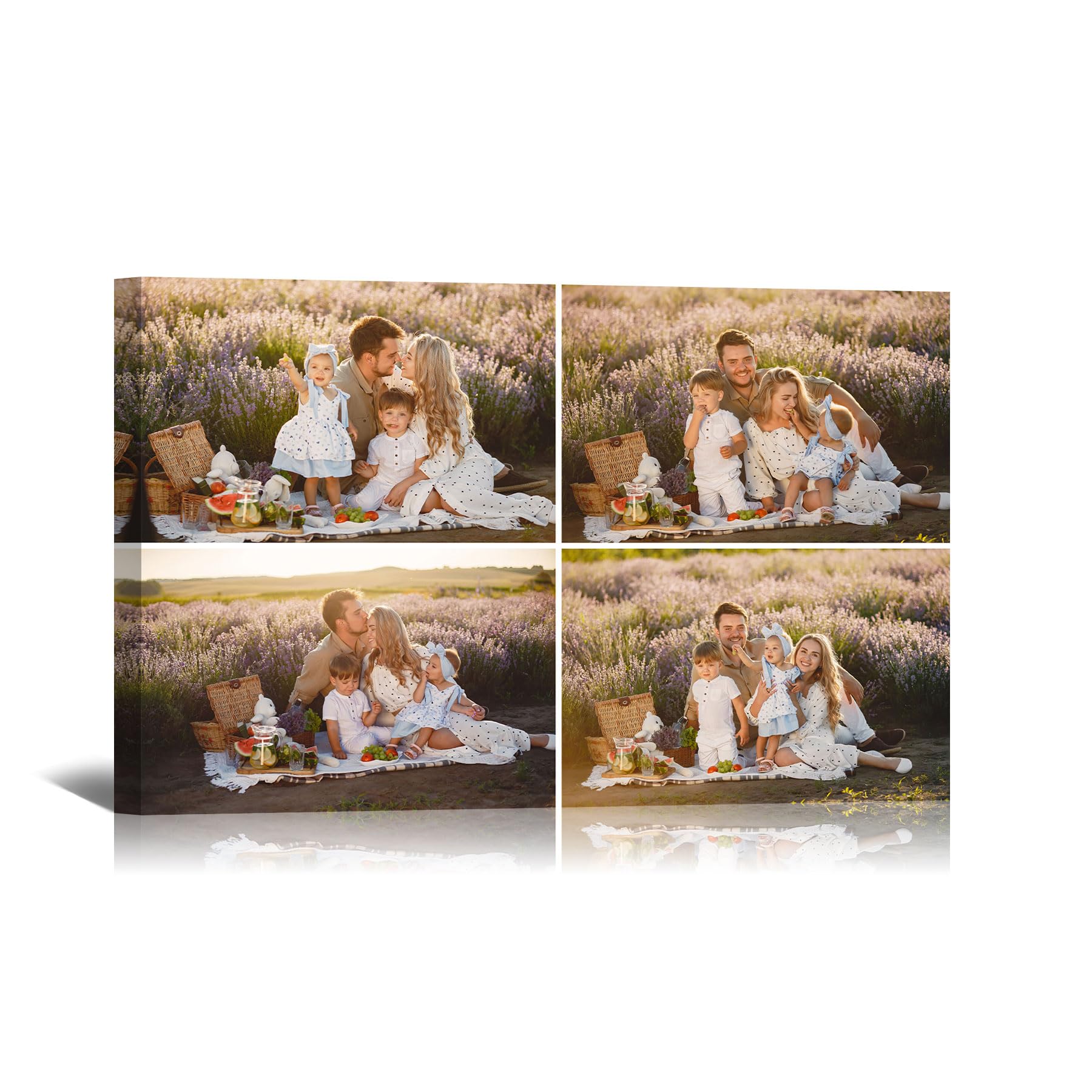 WITRN Personalised 4 Photo Collage Canvas Prints Personalised Picture Canvas Wall Art, Upload Your Photos, Custom Family Photo Gift for Women Men Couples Home Decor 30x20 cm (12x8in) — image 1