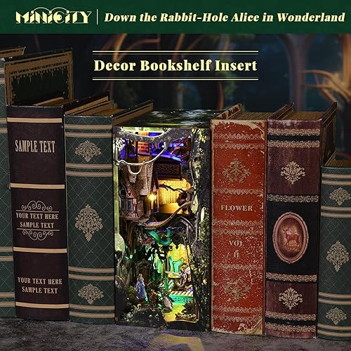 Miniatura 93 de Kit de rincón de libros en miniatura, rompecabezas de madera 3D con luz LED para decoración de estantería (más allá de la biblioteca)