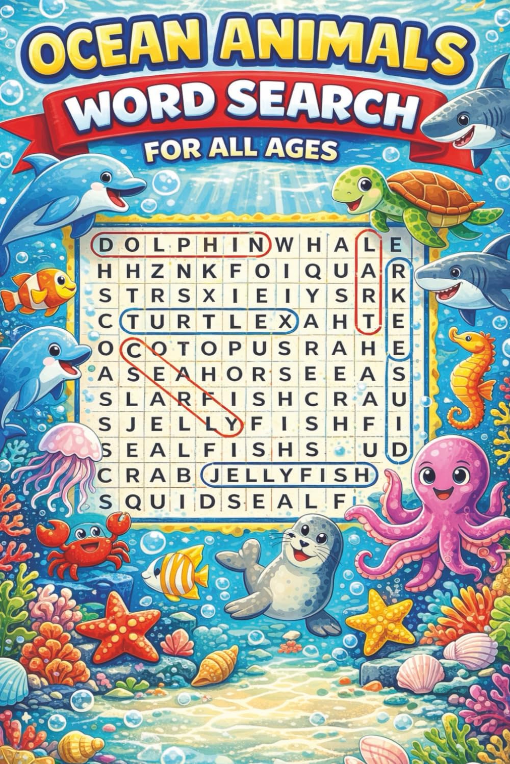 Ocean Animals Word Search Puzzle Book: Word Search Puzzles for All Ages | Marine Life & Sea Life Brain Games to Improve Vocabulary, Spelling & Focus