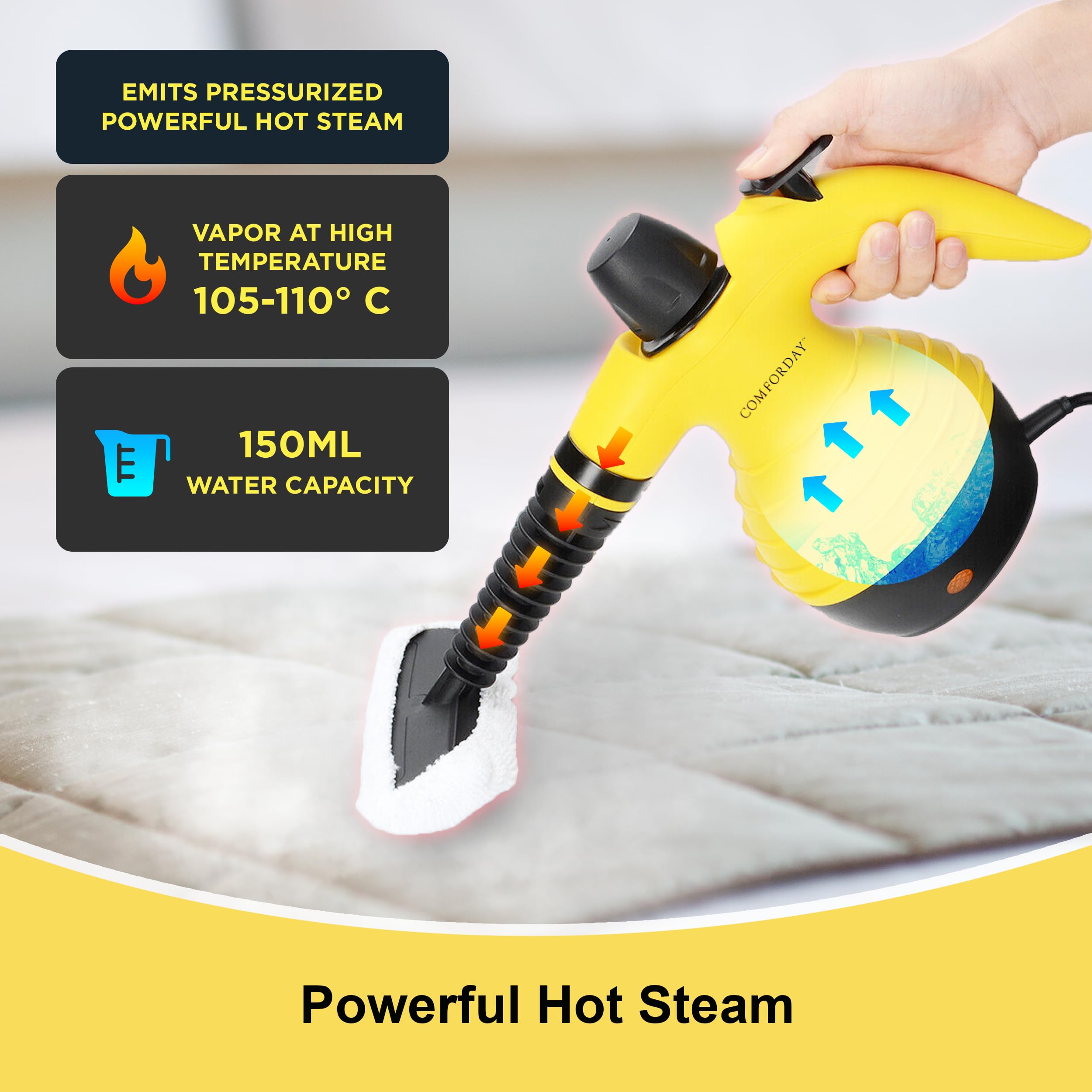 Beldray 15-In-1 Steam Cleaner – Multipurpose Handheld Steamer, Chemical-Free Cleaning, Ready In 20 Seconds, Includes Cleaning Brushes, Floor Mop Pads & Nozzles, 550ml Water Tank, 1350W, BEL01987VDE
