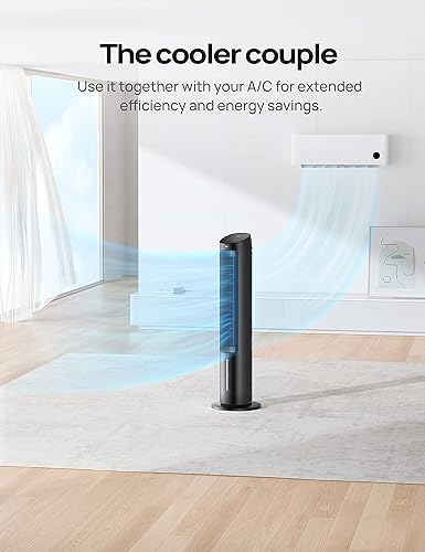 Miniatura 4 de Dreo Ventiladores de torre que soplan aire frío, enfriador de aire evaporativo de 40 pulgadas, ventilador de refrigeración para dormitorio con
