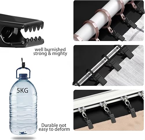 Miniatura 5 de Clips negros para colgar cortinas, clips de gancho para decoración del hogar para sostener fotos, exhibición de manualidades, tira de luces de