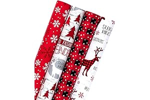 WRAPAHOLIC Jumbo Christmas Wrapping Paper Rolls - Rustic Holiday Woodland Scenes