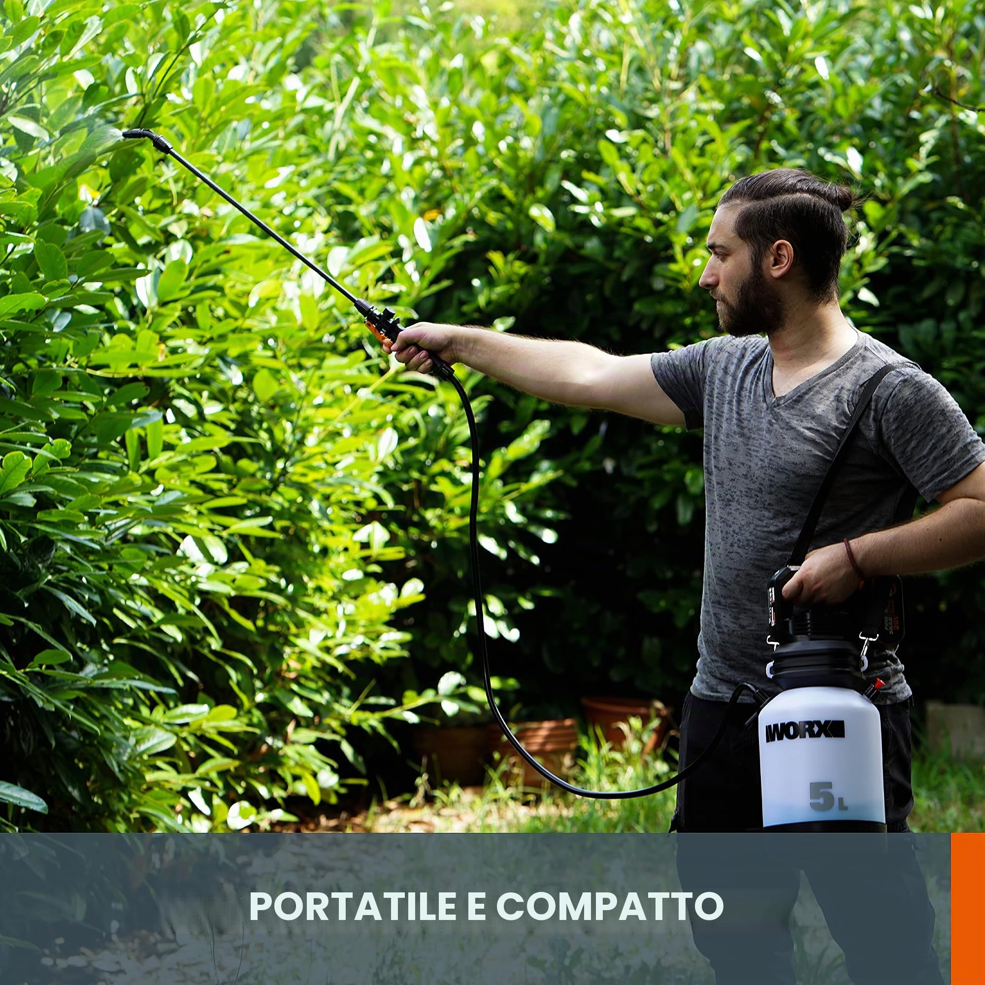 WORX Spruzzatore a Pressione a Batteria 20V PowerShare WG829E, 5L | Con batteria e caricabatterie, serbatoio da 5L, compatto e portatile, pompa ad aria sicura, ideale per giardino e piante