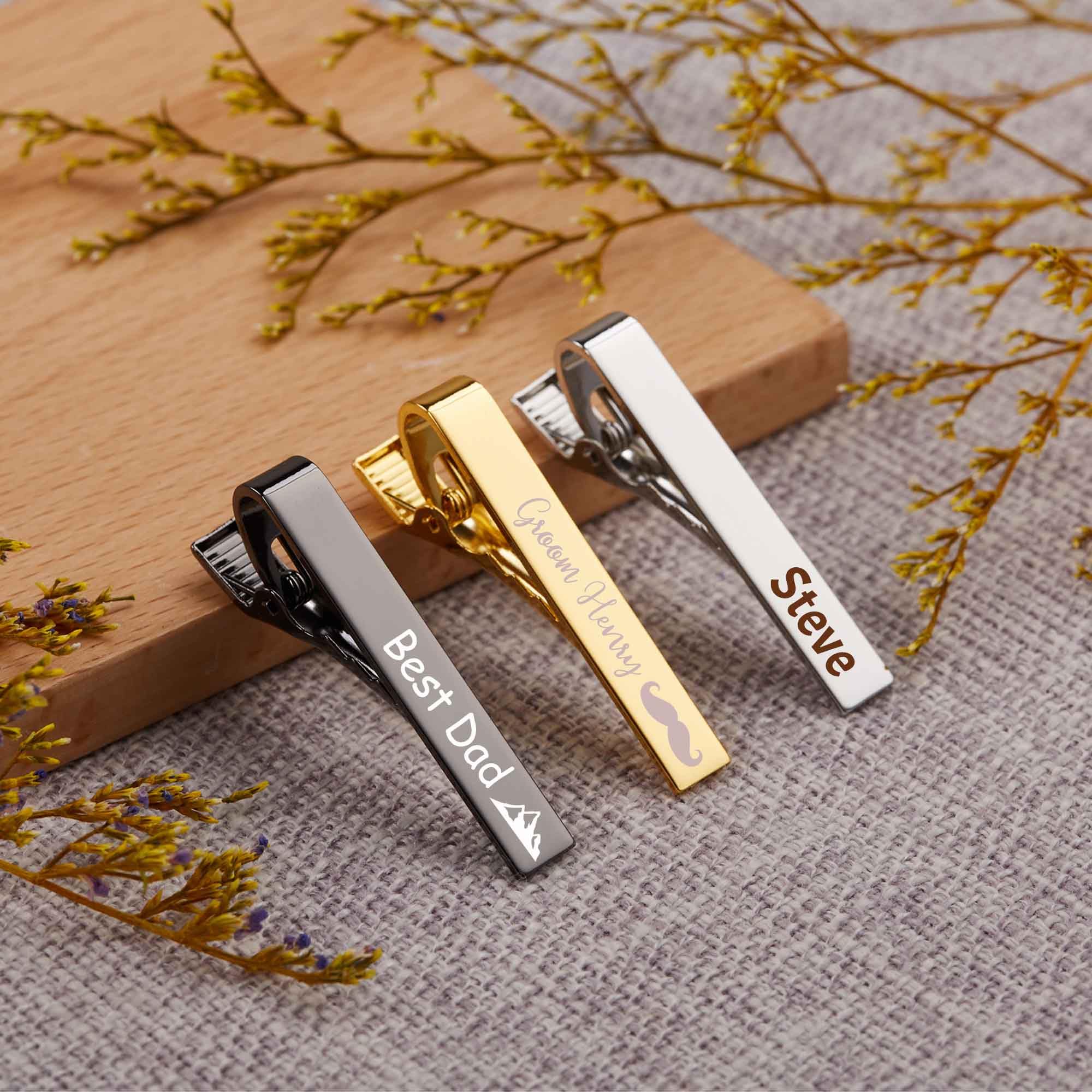 MOSTOP Personalized Tie Clips, Custom Engraved Stainless Steel Tie Bar for Men, Gifts for Father's Day,Groomsmen, Wedding, Anniversary