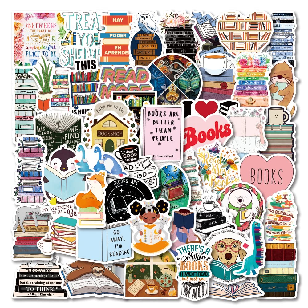 100 Pcs Book Stickers,Reading Stickers,Bookish,Book Stickers for Water Bottles,Bookish Items Stickers,Library Stickers,Book Accessories for Reading Lovers,Vinyl Waterproof Decals for Kids Teens