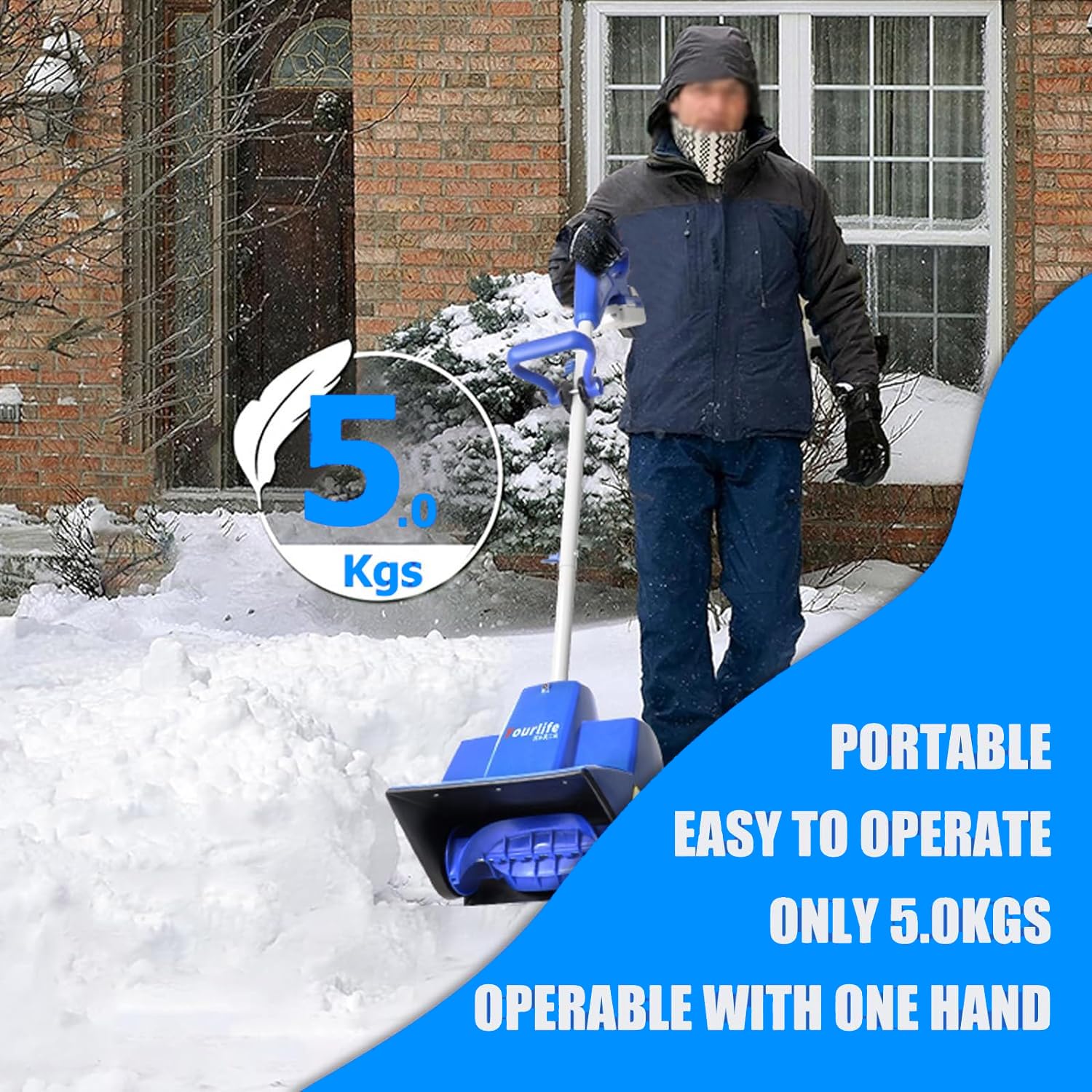 Lanzador de nieve a batería, sistema de batería inalámbrico de 24 V/4,0 Ah, lanzador de nieve eléctrico de mano, con batería de iones de litio de 4,0 Ah y cargador, para propietarios de viviendas