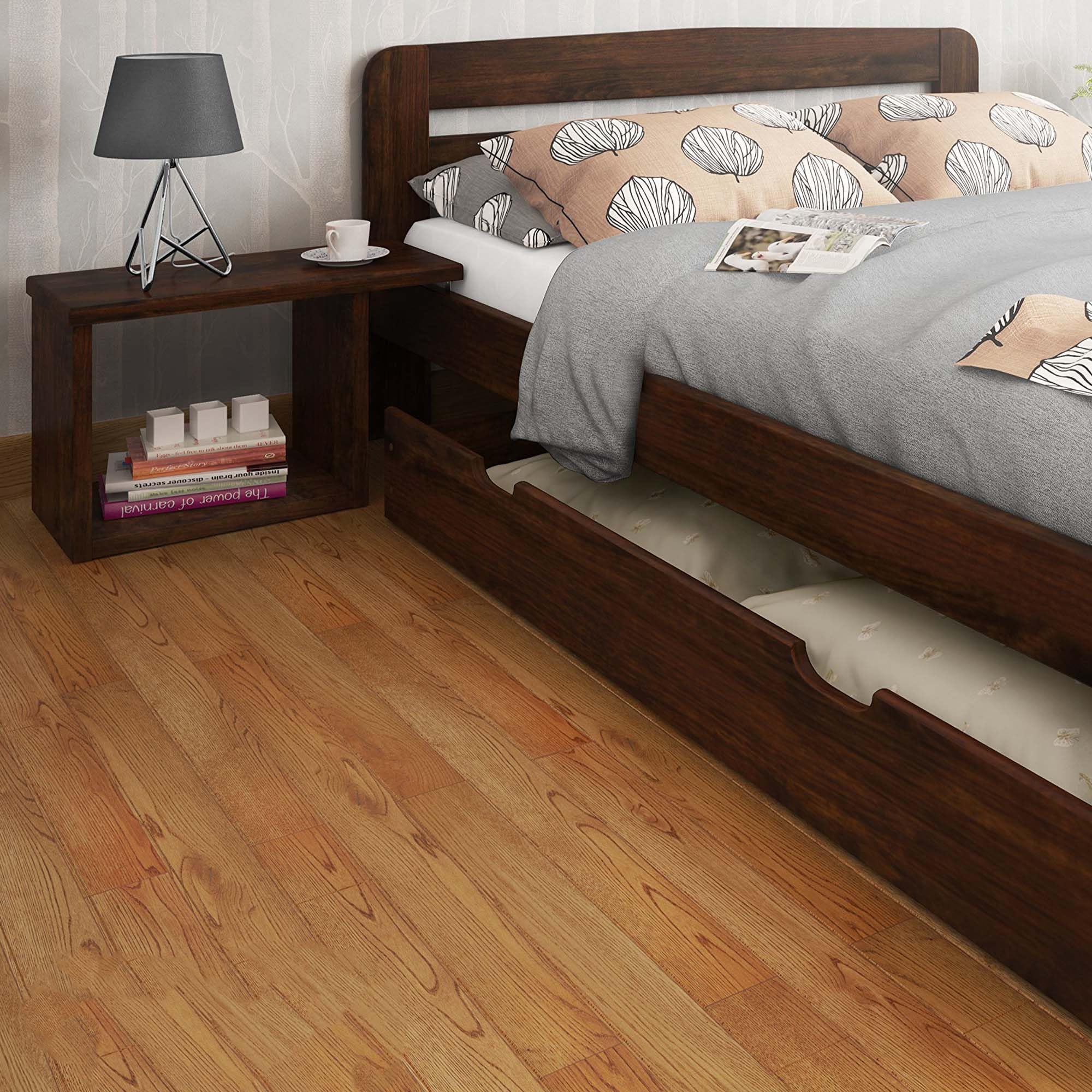 Formula Range Bedroom Set with Storage - F1 Double Bed Frame 4ft6 Made with Pine Strong Wood, Includes 2x Bedside Units B6 & 150 cm Underbed Drawer, Bedroom Furniture Collection | (Walnut)