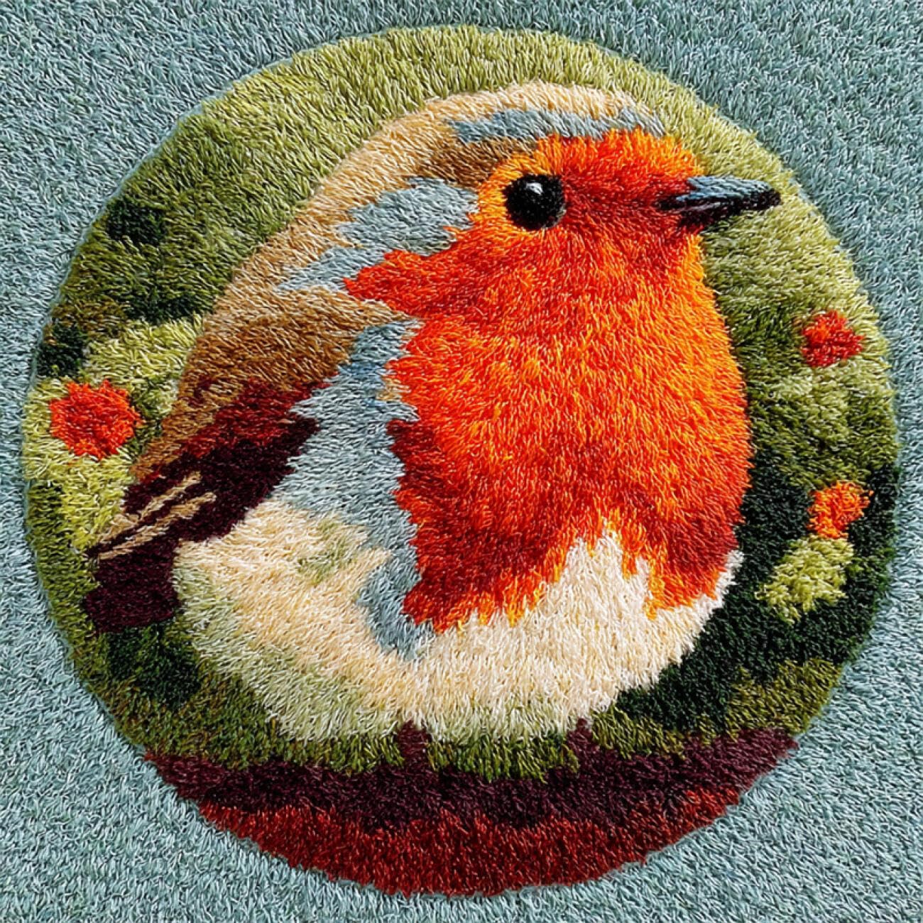 Kitquiver Latch Hook Carpet Kits Colorful Bird 50x50cm