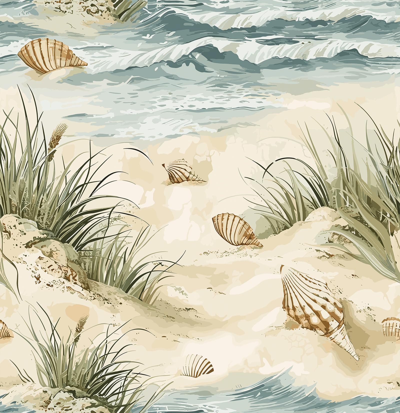 LaCheery Coastal Wallpaper Peel and Stick for Bathroom Coastal Beach Peel and Stick Wallpaper Blue Ocean Wave Removable Wall Paper Self Adhesive