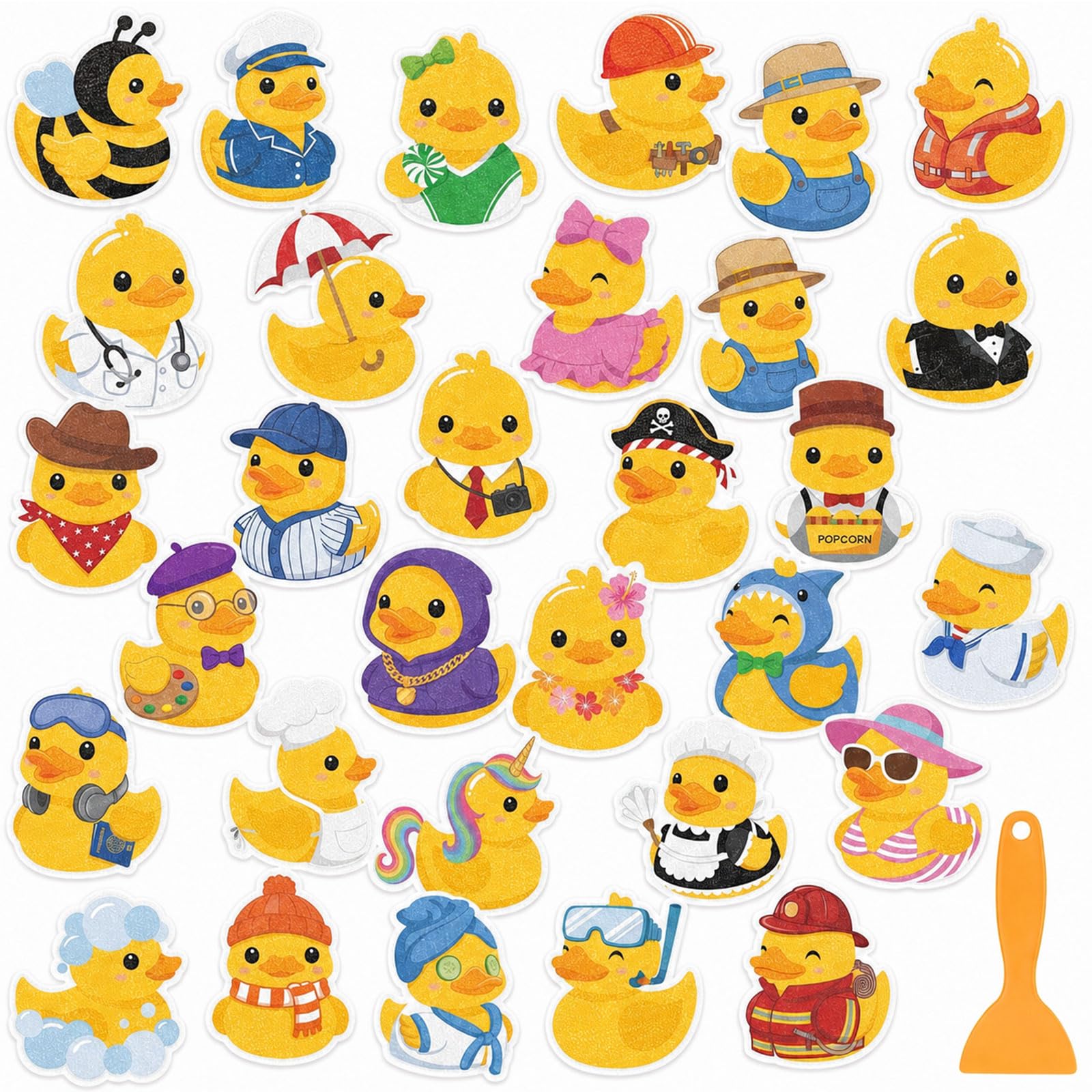 Fullhawl 30 Pcs Rubber Duck Non Slip Shower Stickers, Bathtub Safety
