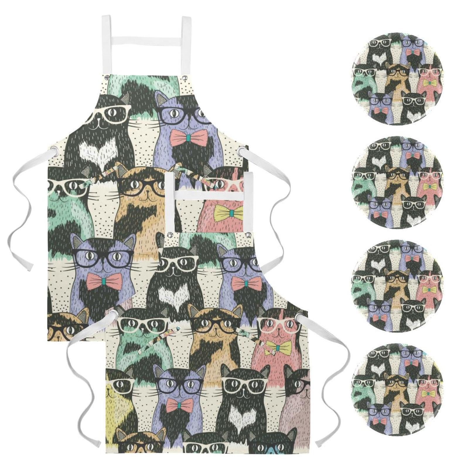 Tablier de cuisine chat amusant pour partager le bonheur de cuisiner - 7