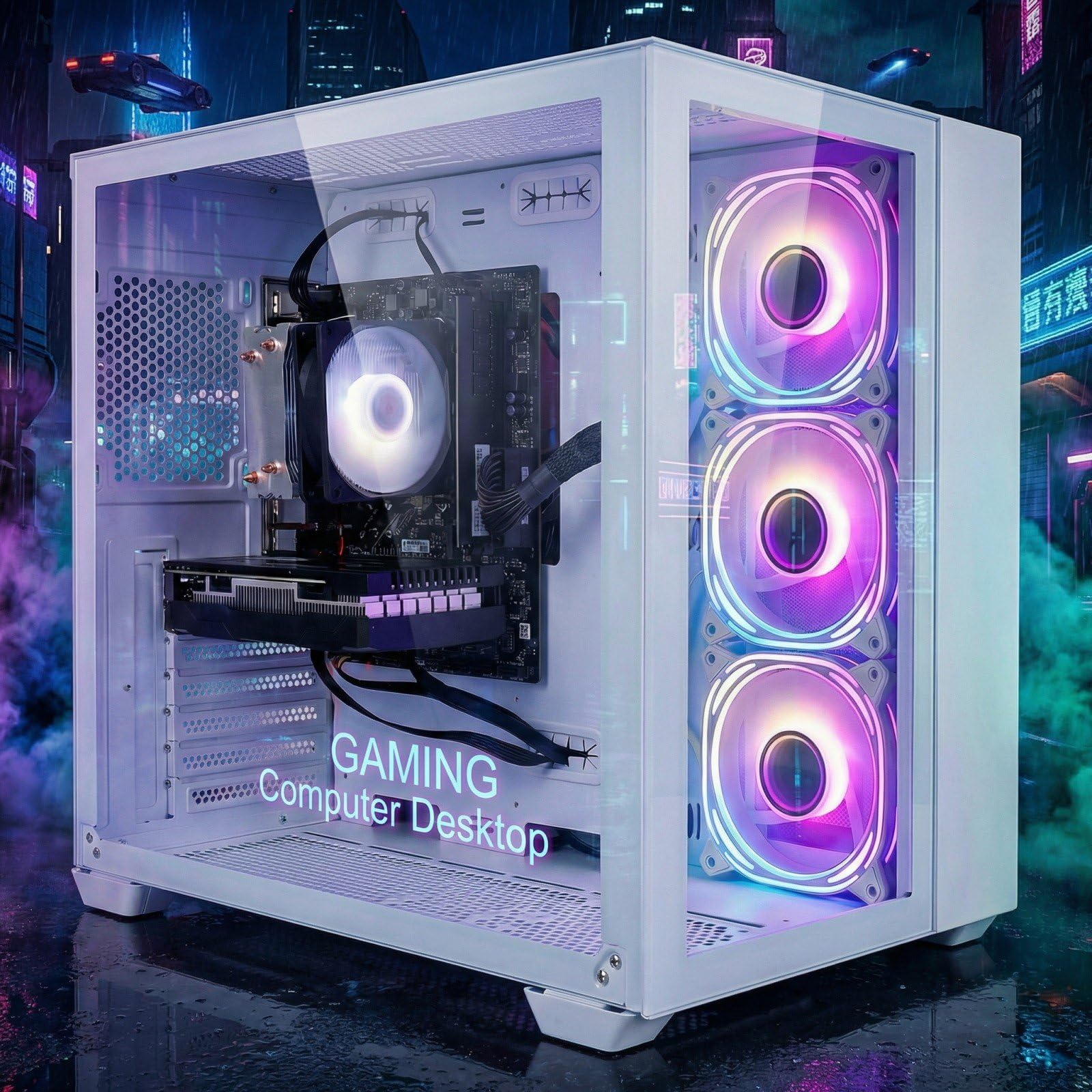 STGSivir PC Gaming Fisso, Computer Gaming, Ryzen 5 5500 fino a 4.2GHz，GeForce RTX 3050 6GB，32GB DDR4 RAM，1TB SSD，WIFI 6, BT 5.0，ventole RGB x3 Windows11 Pro