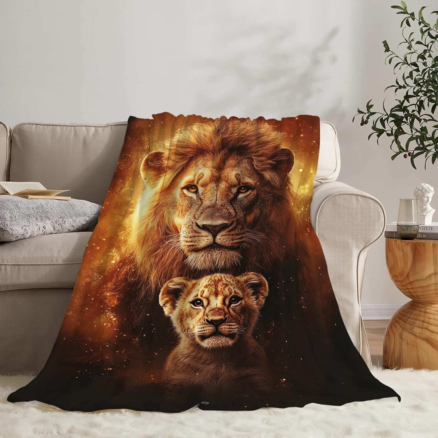 Lion Blanket Lion Cub Throw Blanket Gifts for Men Women Boys Girls Kids Adults Super Soft Cozy Plush Fluffy Fuzzy Fleece Blanket Home Decor 40''X50'' - Image 9