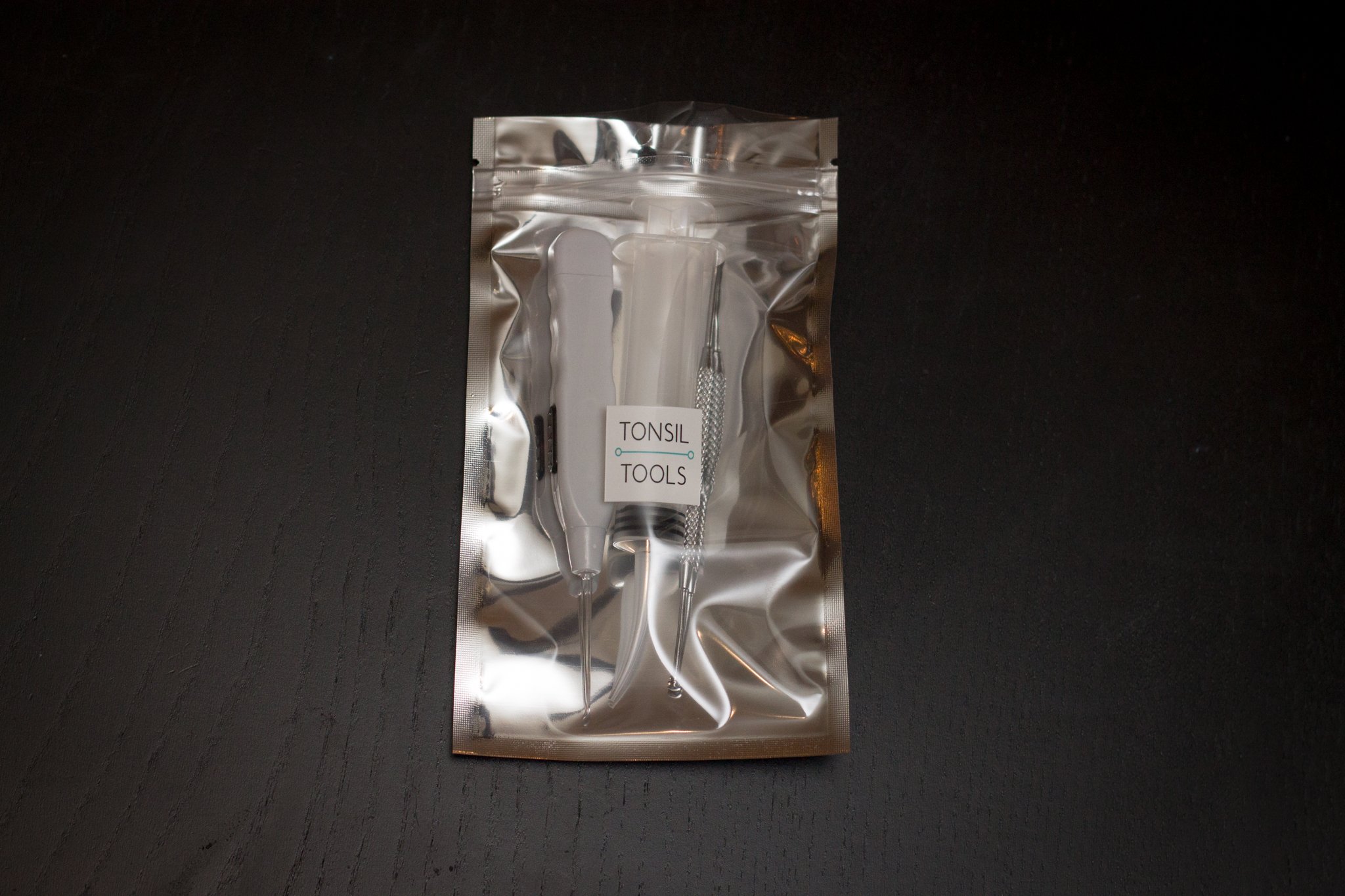 Premium Tonsil Stone Removal Kit; LED Tonsil Tool w/ 3 Adaptors, Stainless Steel Tonsil Pick, 12ml Curved Tonsil Irrigation Syringe