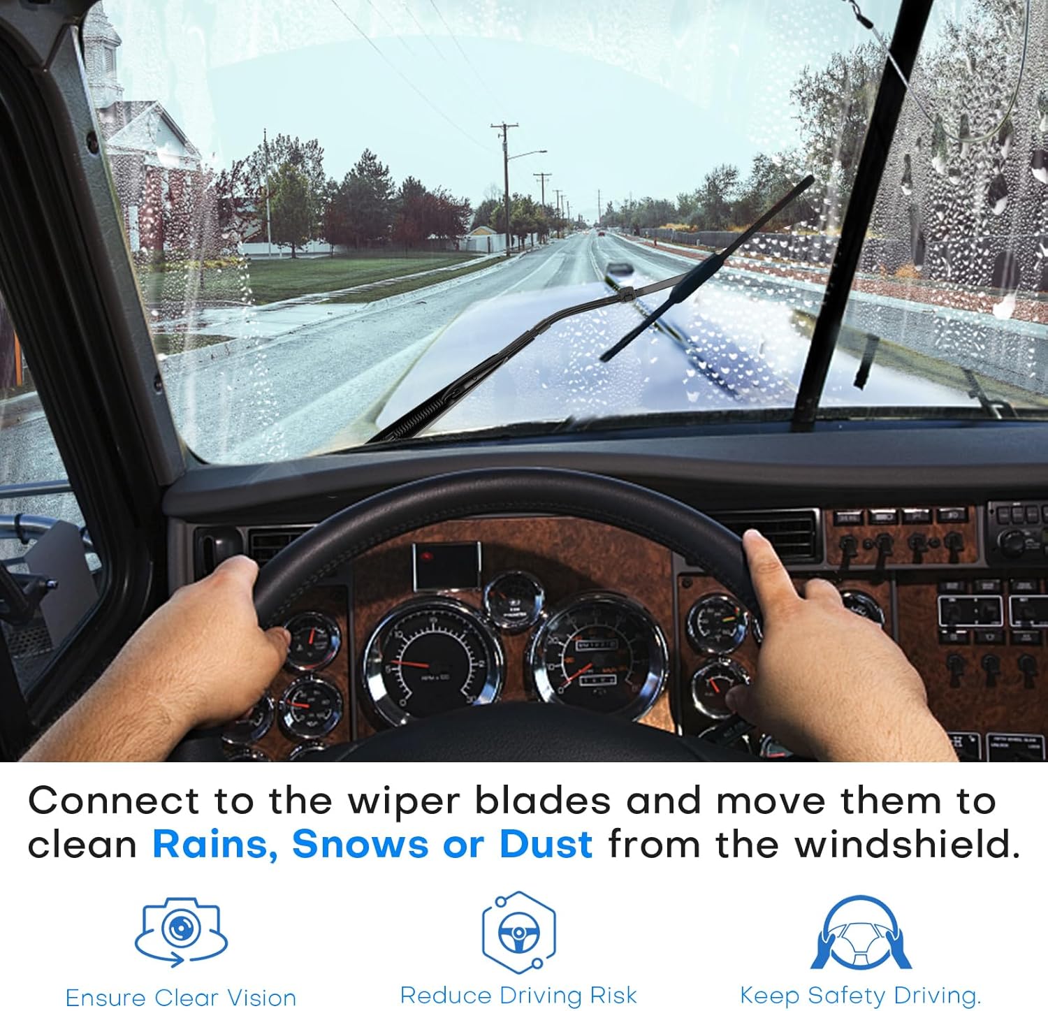 2 Pack Windshield Wiper Arm for peterbilt 379 1990-2007, LH and RH Wiper Arms Replace 602511 R236002, Black, 17.24in Length