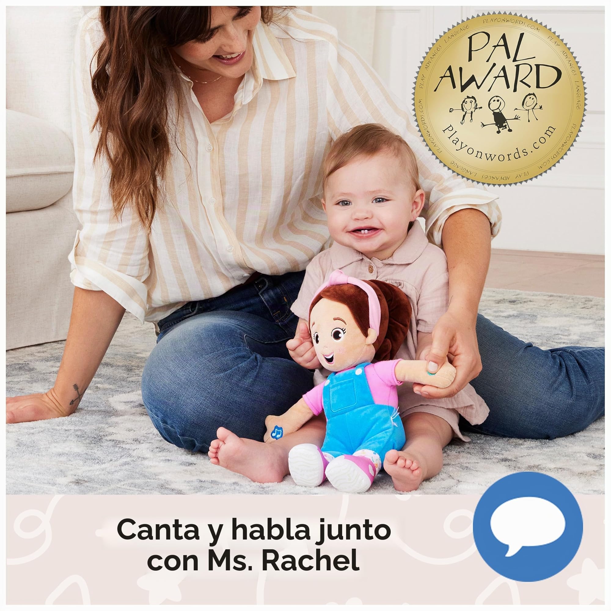 Ms. Rachel Muñeca Speak & Sing, Juguete Interactivo de 16 Pulgadas de Alto con 4 Canciones y más de 16 Frases, Juguetes para niños y niñas de 6 Meses a 3 años en adelante