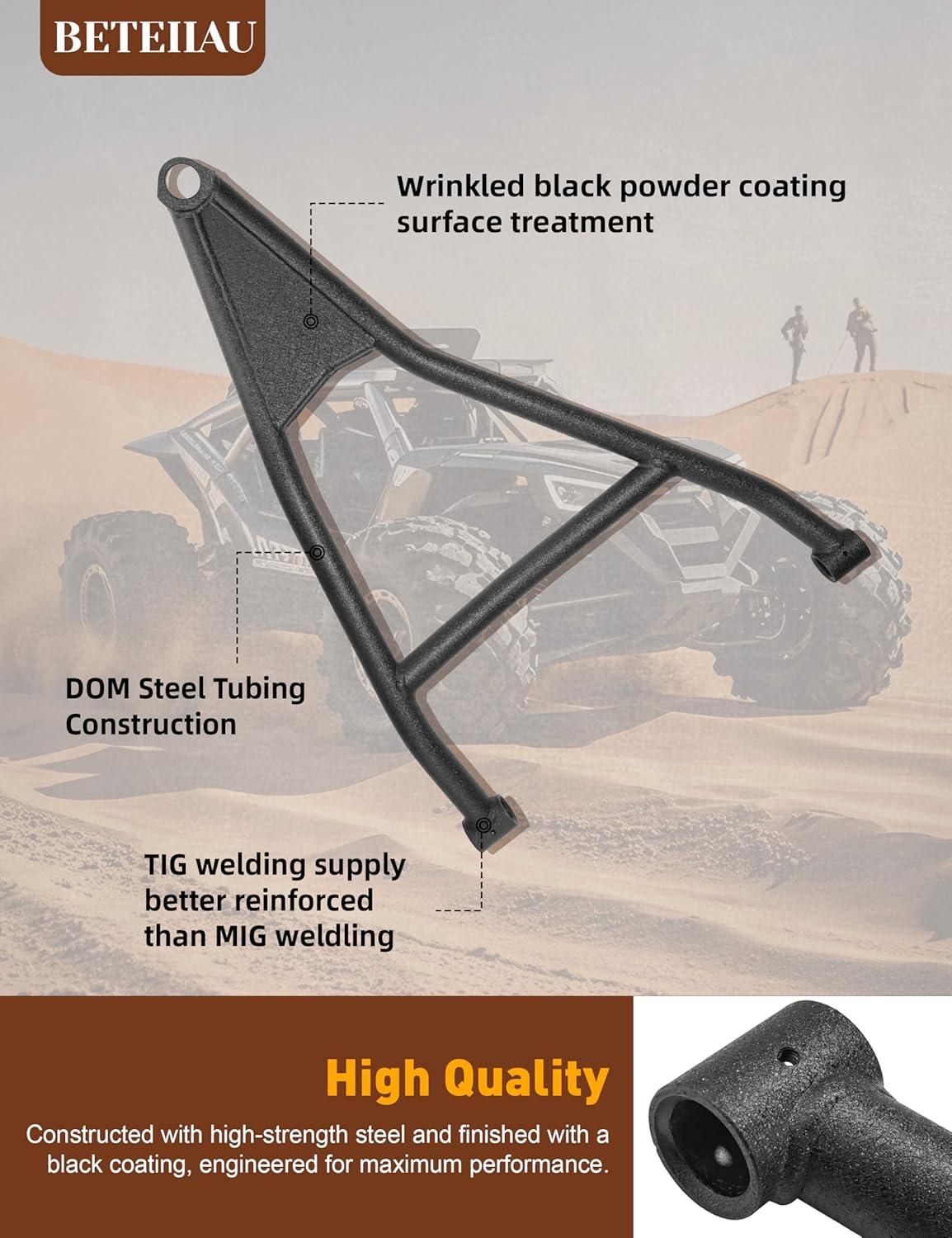 Wrinkle Black High Clearance Front Upper & Lower A-Arms for Can-Am Maverick X3 72" – Heavy-Duty 1.25" Tubular Steel, Adjustable Camber, Reinforced Suspension Arms Kit