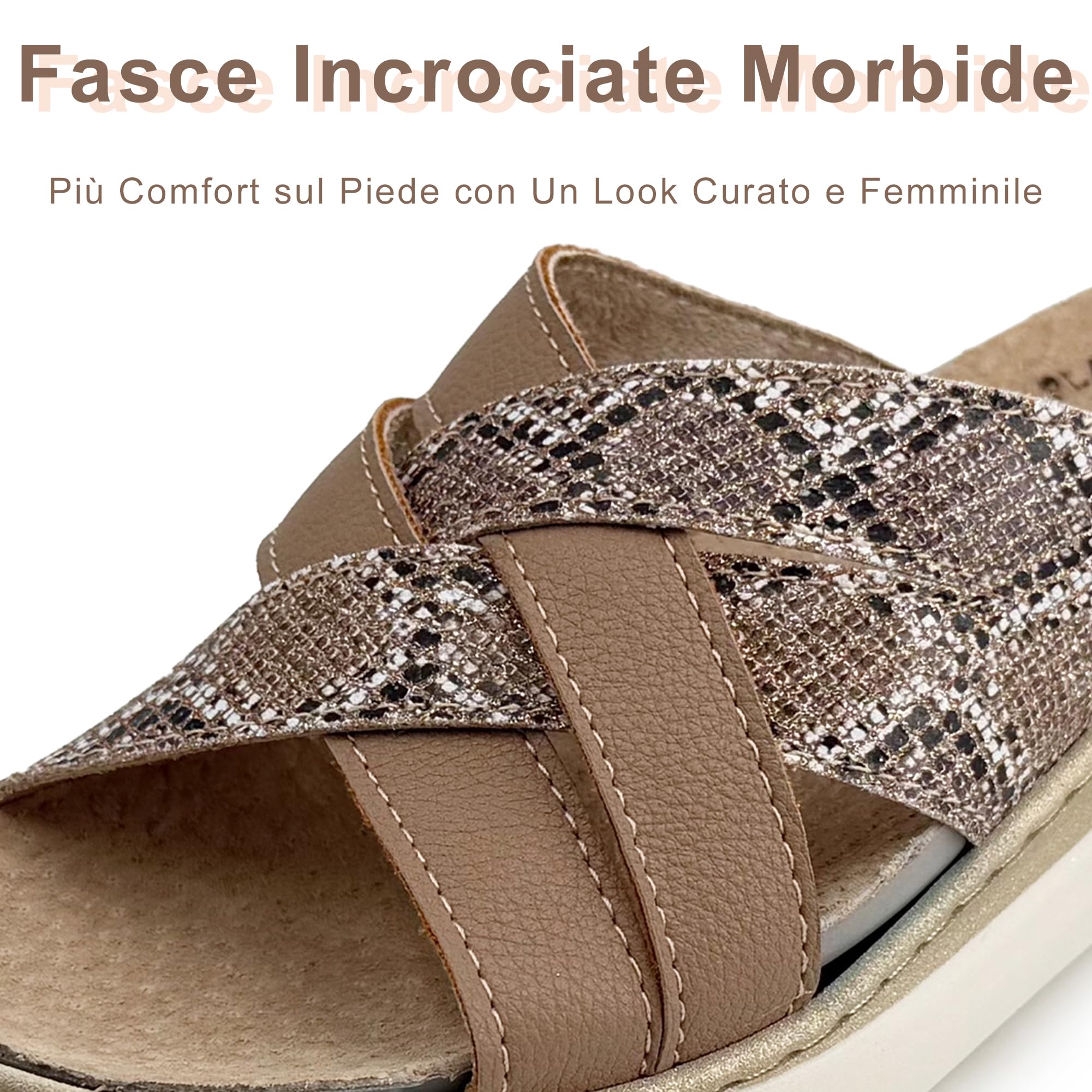 JOMIX Ciabatte Donna Estraibile Sottopiede in Pelle Comode Pantofole Estive Anatomiche Ergonomiche Scarpe Aperte Morbide da Casa e Tempo Libero
