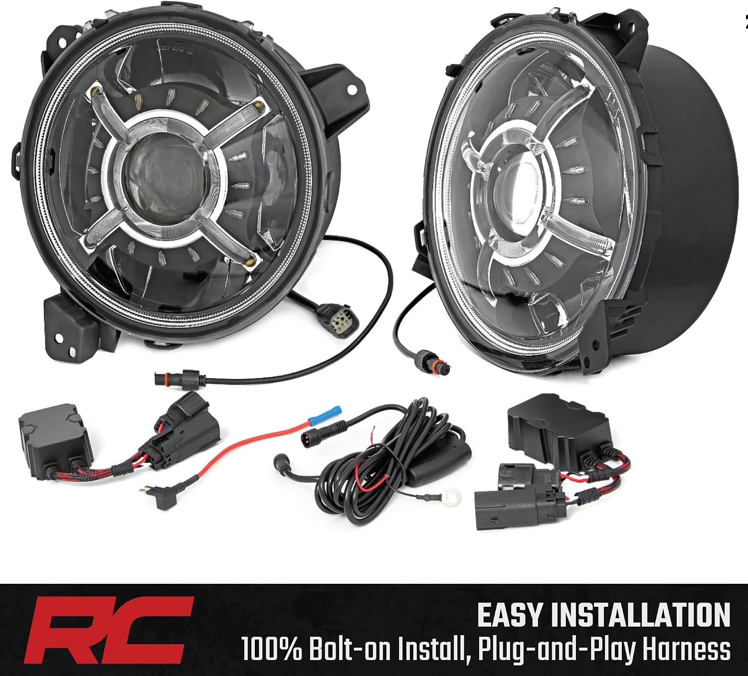 Rough Country LED Headlights 9" Round for 18-24 Jeep JL/JLU/Gladiator - RCH5100