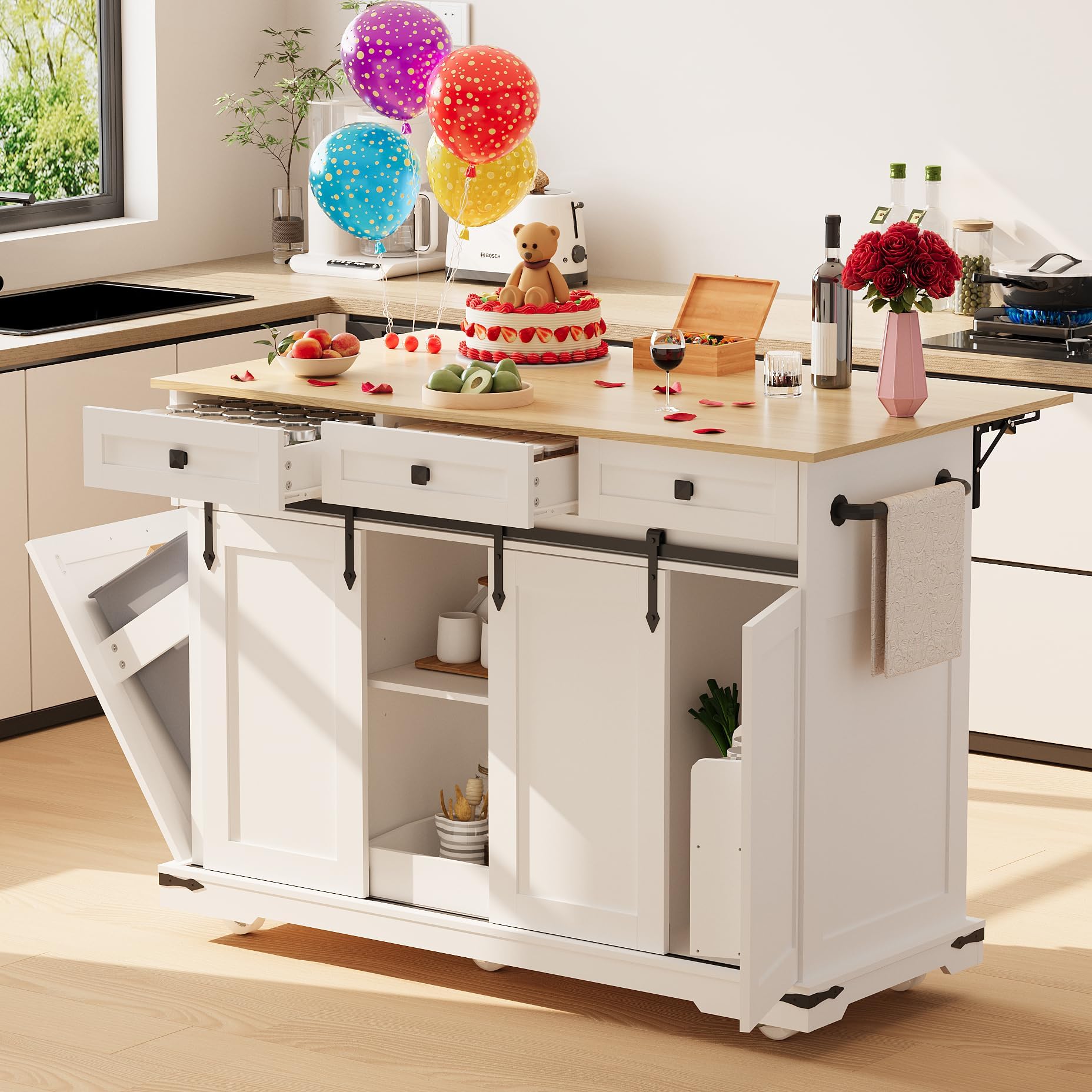 Photo 1 of **PARTS ONLY** Garvee 54" Kitchen Island with Drop Leaf & Power Outlet