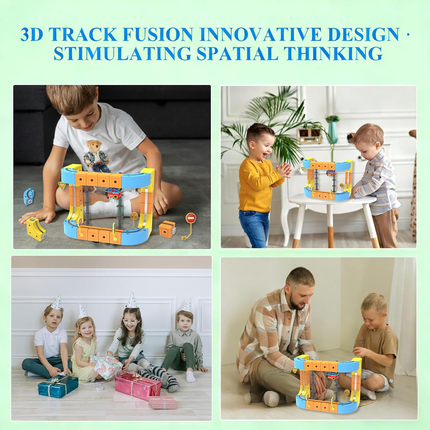 Children Electric Train Set Magic Train Set 3D Magnetic Electric Train Track Building Blocks Kids Corner Toy Suitable for Children Aged 3-12
