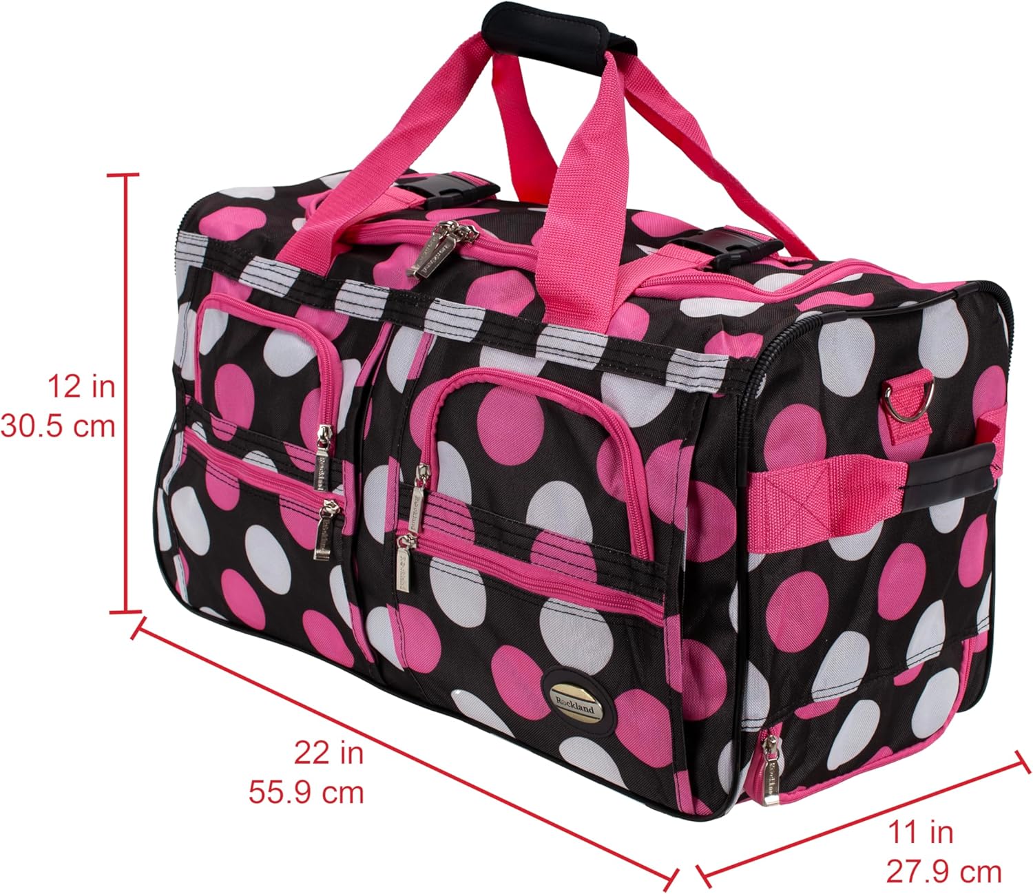 Rockland Rolling Duffel Bag, New Multi Pink Dot, 22" - Image 3