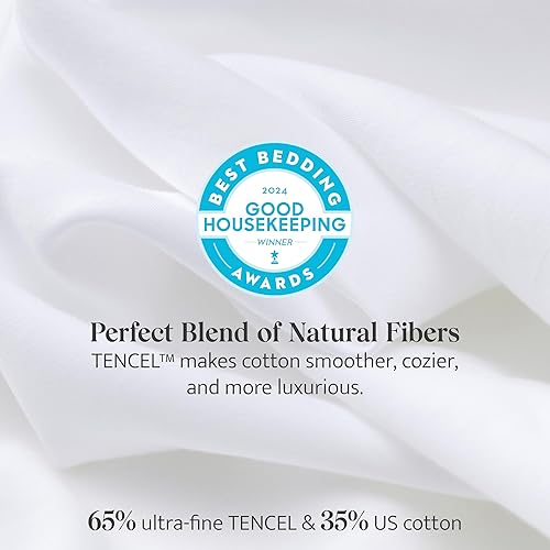 Miniatura 2 de Double Stitch by Bedsure Juego de sábanas de algodón Tencel, juego de sábanas tamaño King, juego de ropa de cama de lujo suave, perfecto para regalo