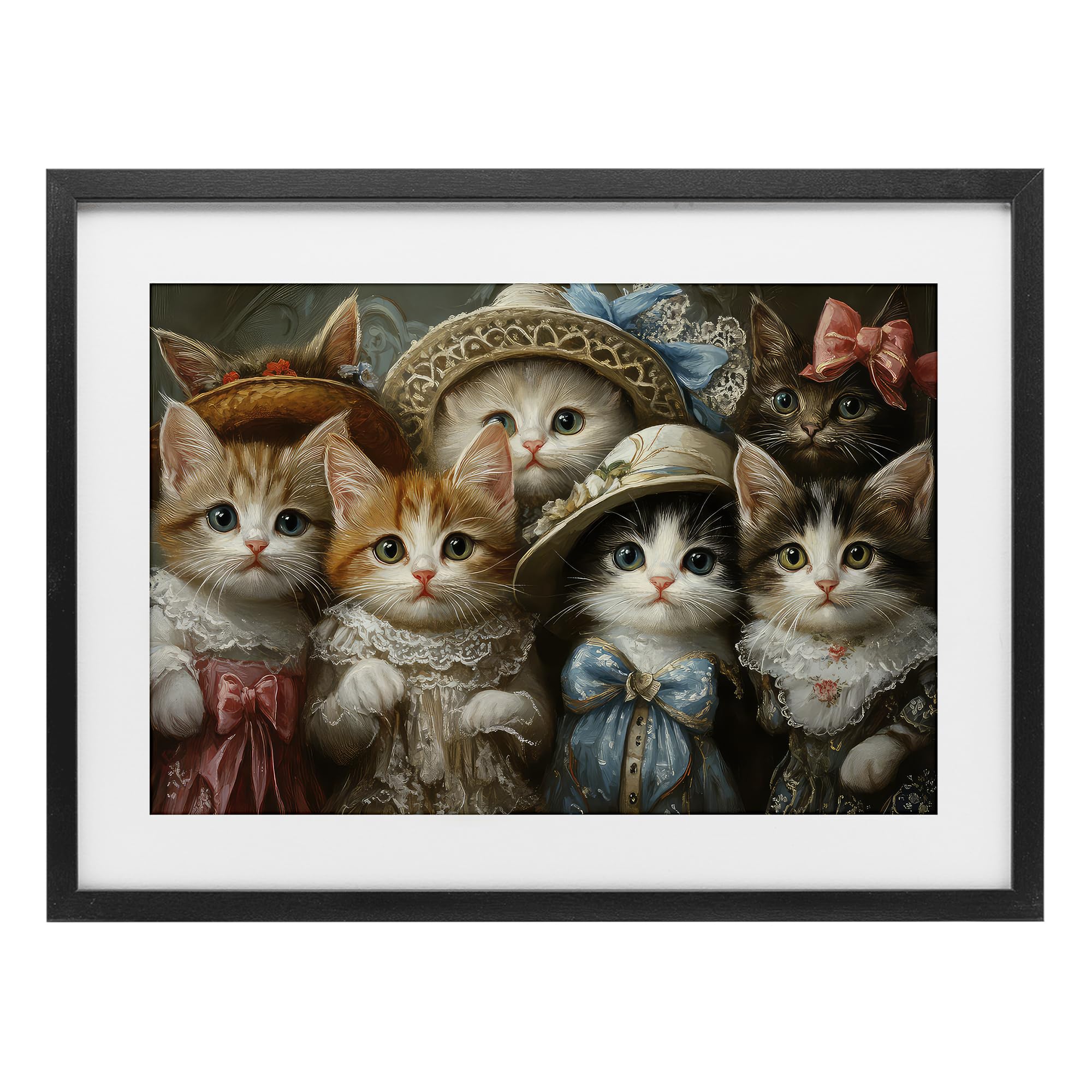 Fashionable Vintage Cats, 17 x 23 Inch Framed Print Under Glass