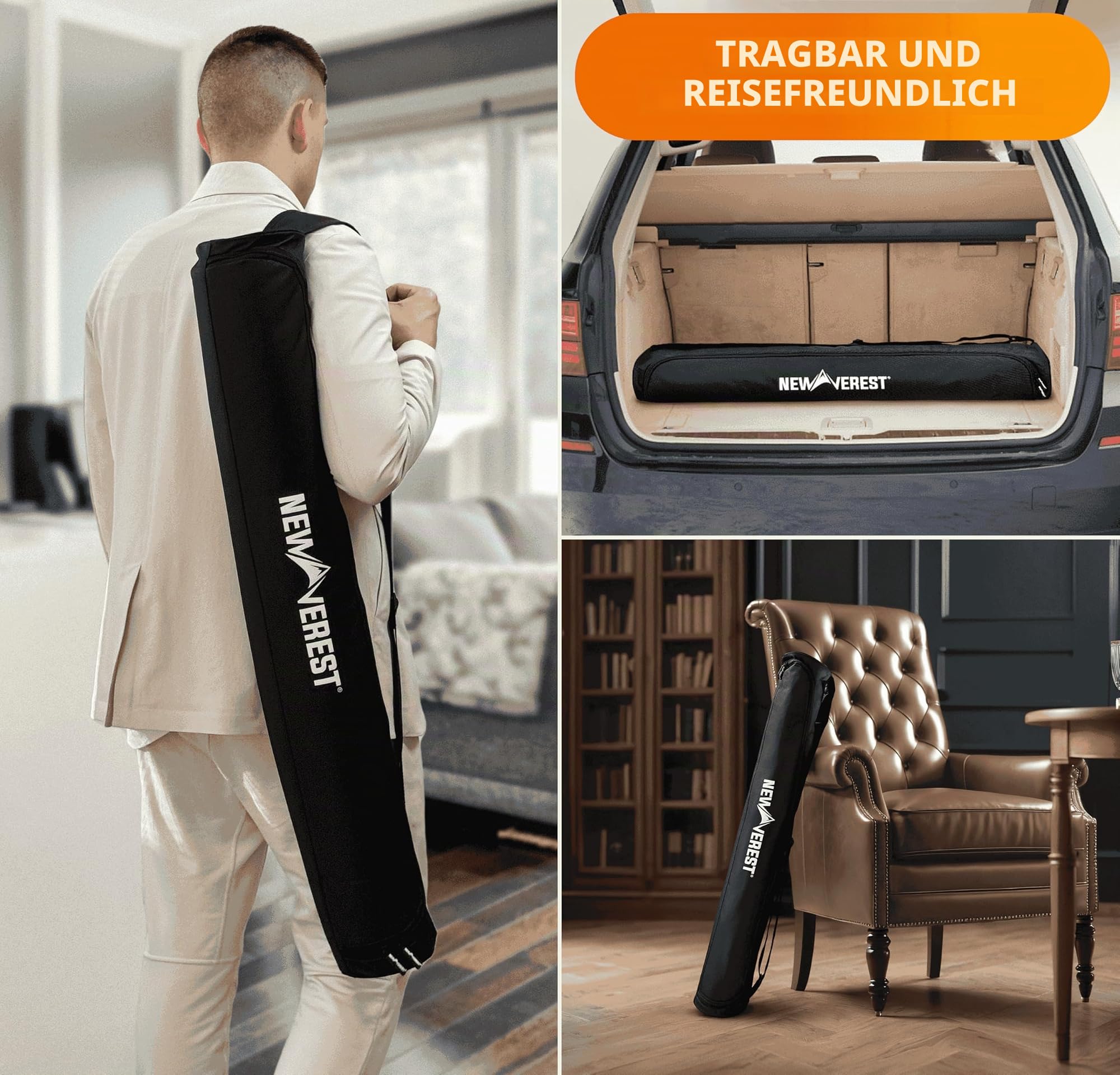 Newverest Blackjack Tischmatte 180 x 90 cm – Casino Tischauflage für Spielabende zu Hause mit Freunden | Poker- & Blackjack- Matte mit Reißverschlusstasche, 8 Untersetzer & Geschenkbox