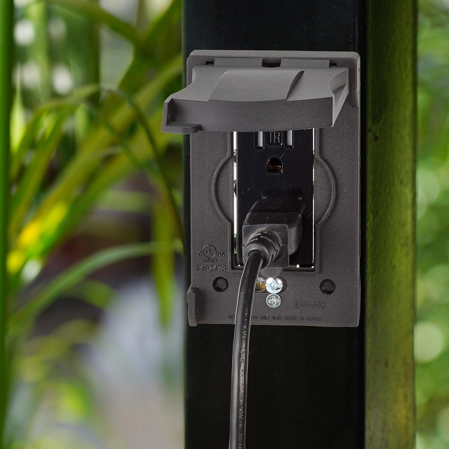 Maxxima 1-Gang Vertical Outdoor Outlet Cover Box, Heavy Duty Weather Resistant, Universal Flip Cover with Auto-Close, Compatible with Standard Outlets, GFCI, Switches & more, Black (2-Pack)