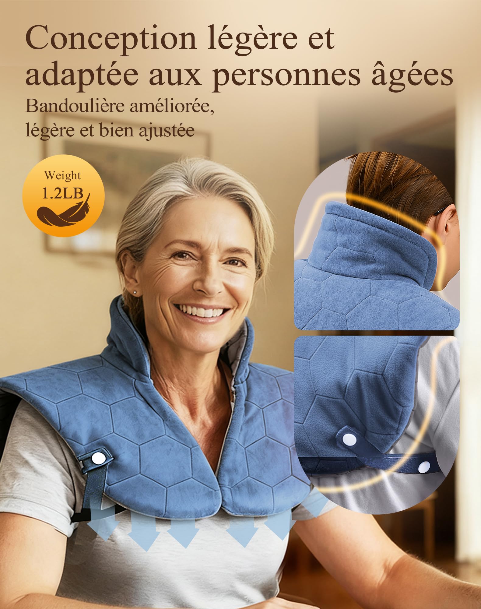 UTK Coussin Chauffant Cervicales, Cadeau Maman, Chauffe Epaule Et Nuque Electrique, Chauffe Rapidement en 30 Secondes, Jusqu'À 70 °C, Coussin Chauffant Léger avec Bandoulière, Cadeau Noel Femme