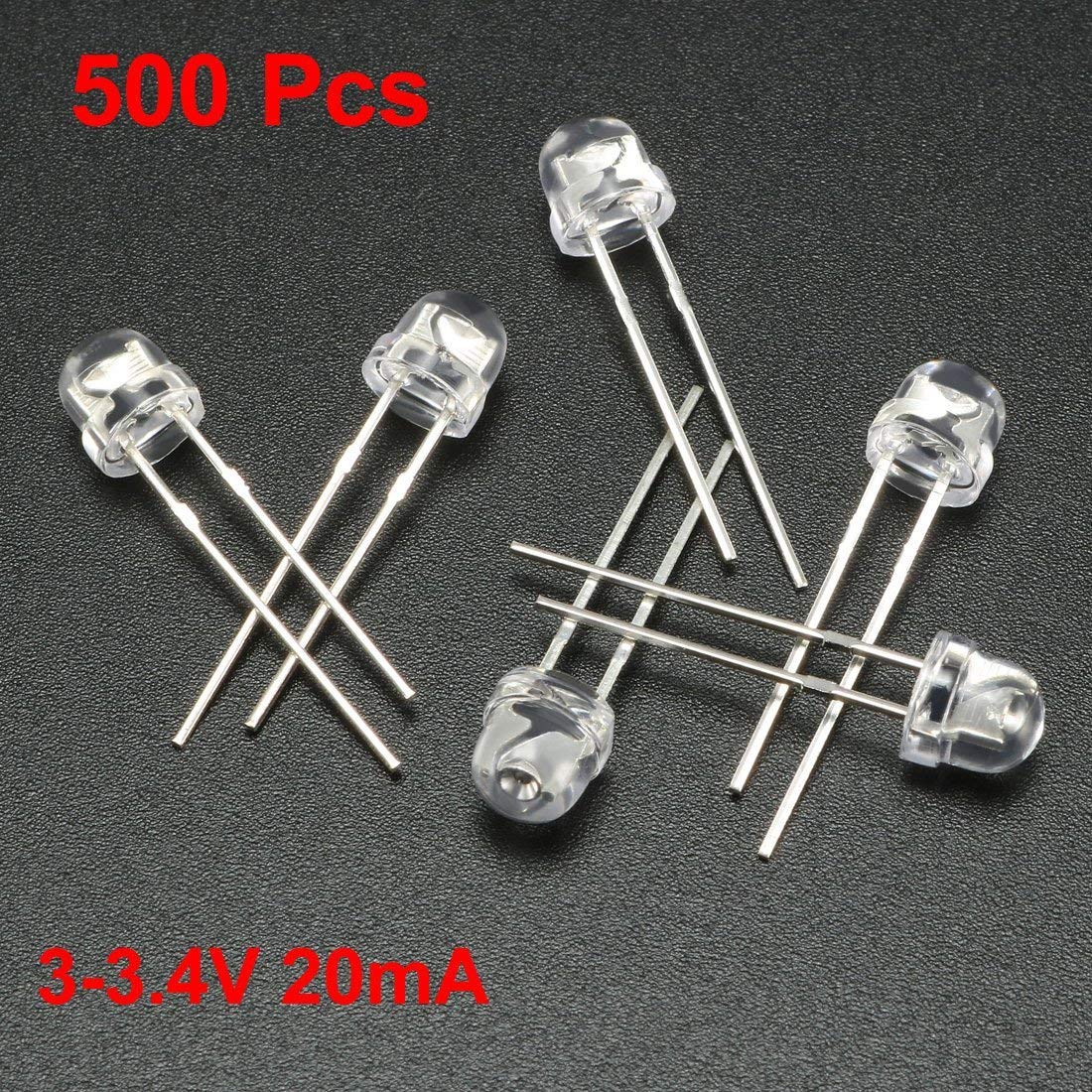 500 pcs 5mm Vert LED Diode Lumières Clair Chapeau De Paille Transparent 3-3.4 V 20mA Super Lumineux Éclairage Ampoule Lampes Composant Électronique Diodes Électroluminescentes
