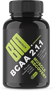 Bio-Synergy BCAA Capsules 2.1.1 - Leucine, Isoleucine & Valine with Vitamin B6 - Essential Amino Acids - Supports Muscle Recovery – Vegan - Dietary Supplement - 120 Capsules - 1500mg