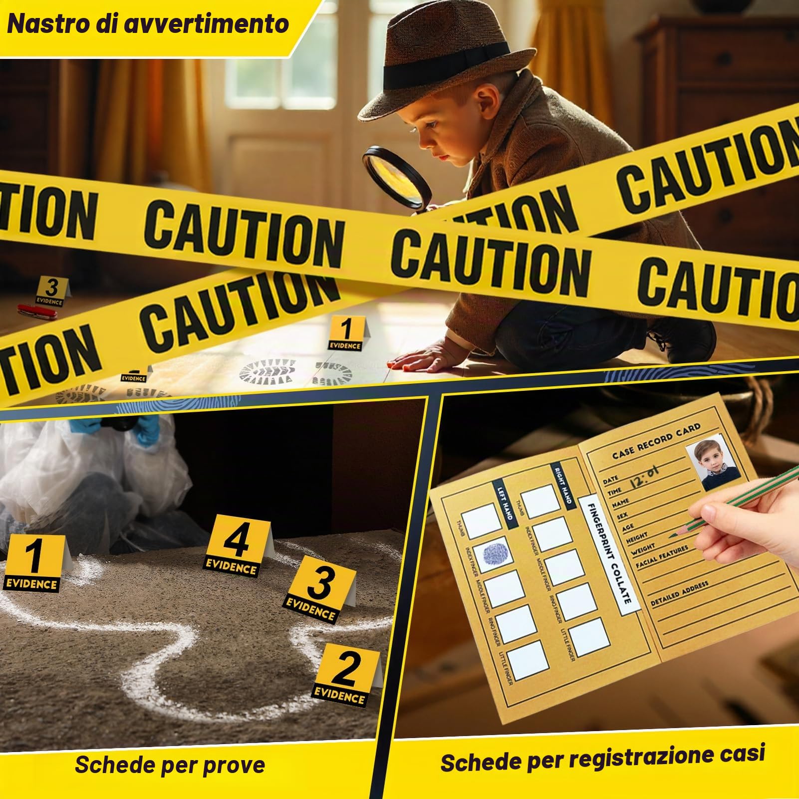 UNGLINGA Set di giocattoli da detective, esperimenti e impronte digitali, gioco di ruolo, occhiali da spionaggio, regalo di compleanno