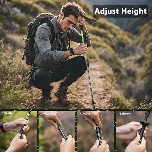 Miniatura 3 de HXE Bastones de senderismo de fibra de carbono, ligeros y ajustables con agarres de corcho, par de 2 bastones de senderismo para hombres y mujeres