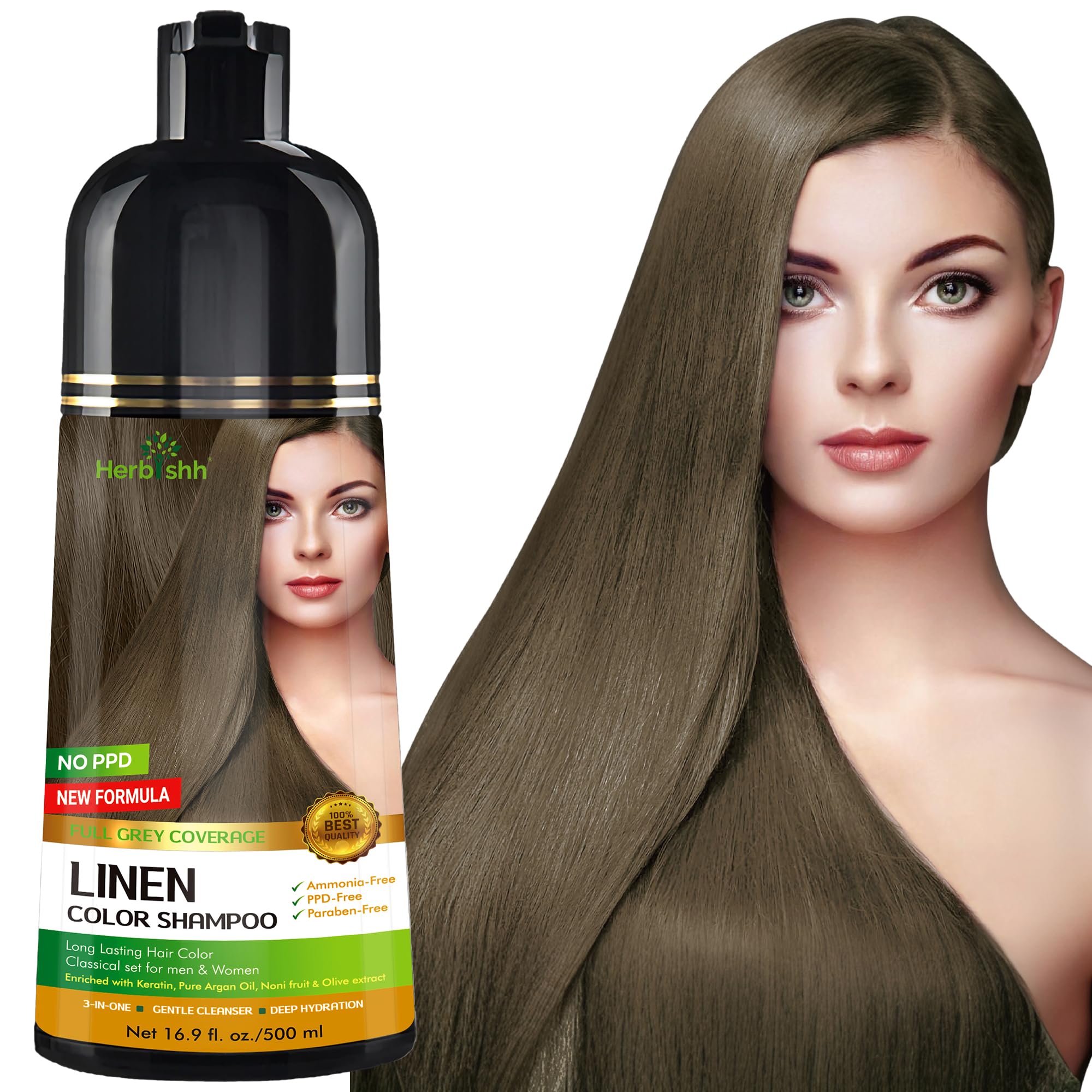 Hair Color Shampoo for Gray Hair – Hair Dye Shampoo (Linen, 500 ML)