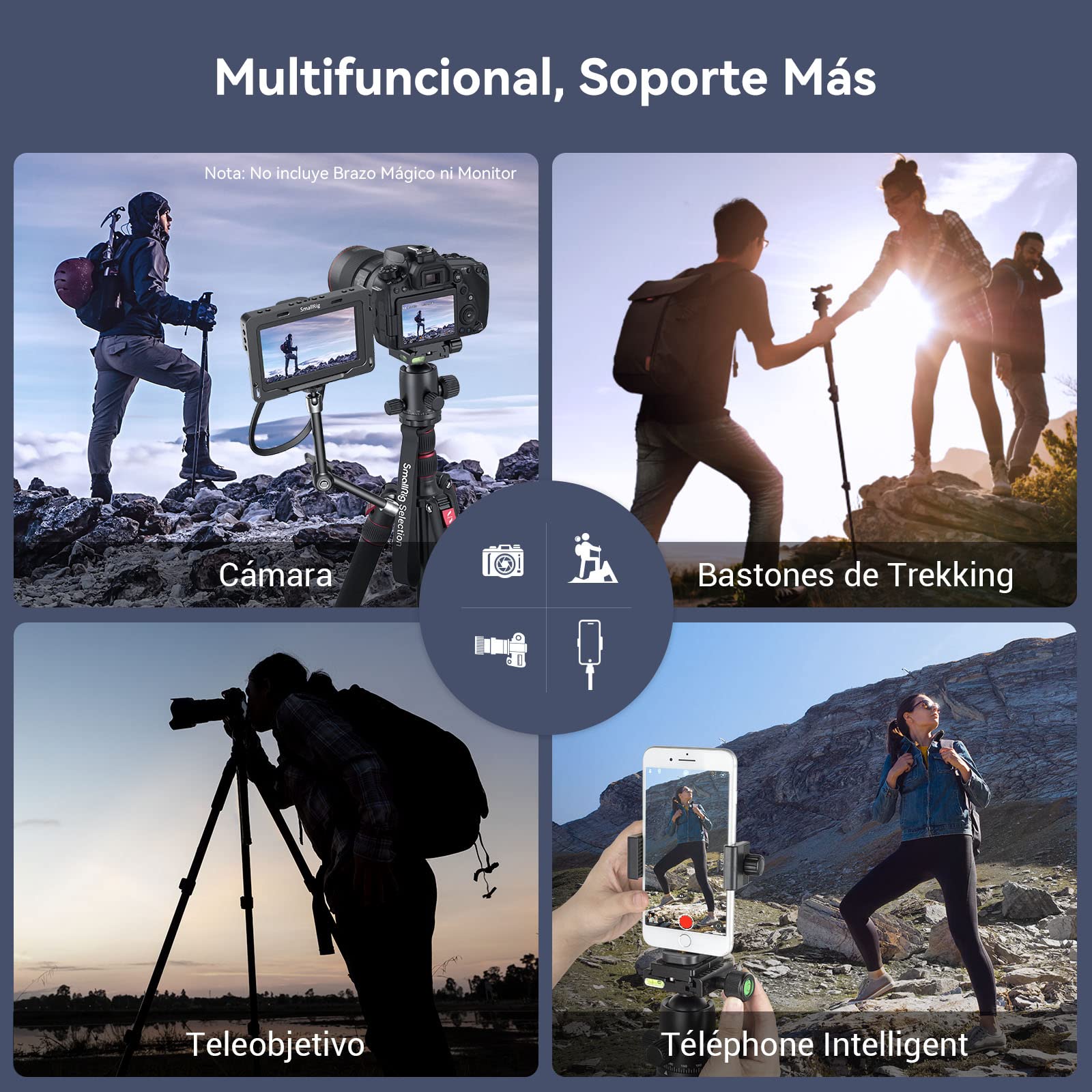 SMALLRIG Trípode Monopie para Cámara, 78.7" Plegable de Aluminio, Cabeza Esférica 360° Desmontable, Carga 33 LB - 3474C